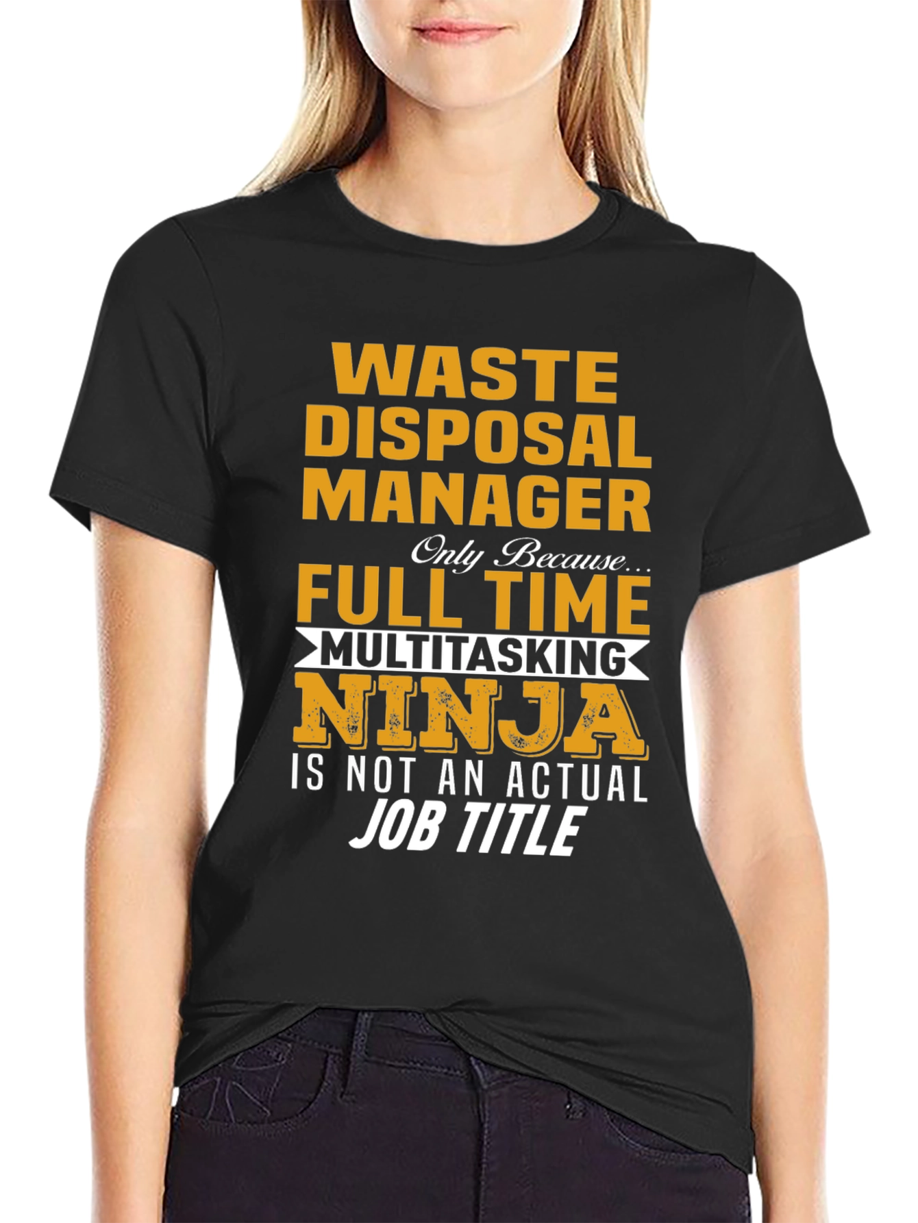 Black Waste Disposal Manager Ninja T-Shirt view 2