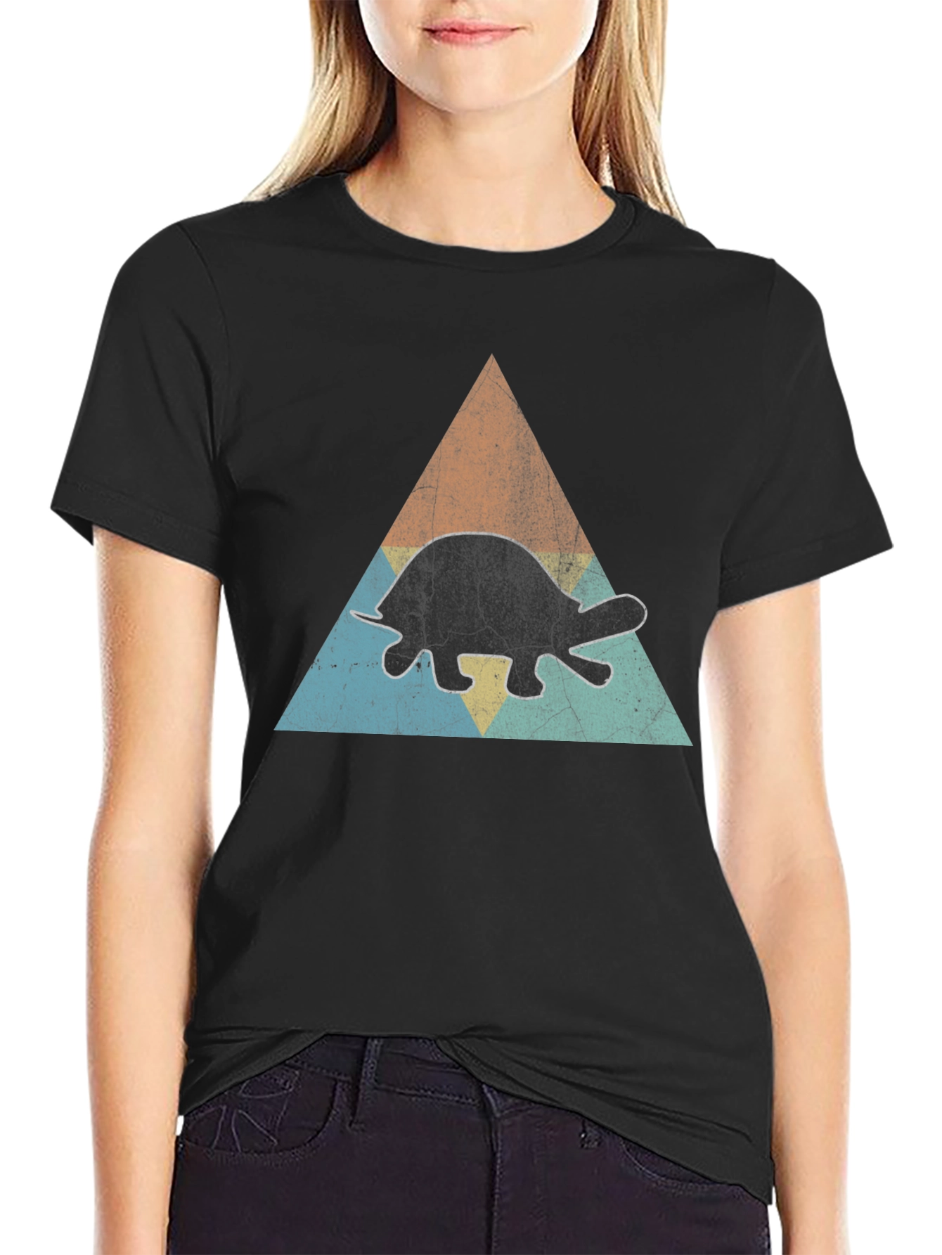 Black Retro Turtle Graphic T-Shirt - Cool Vintage Style view 2
