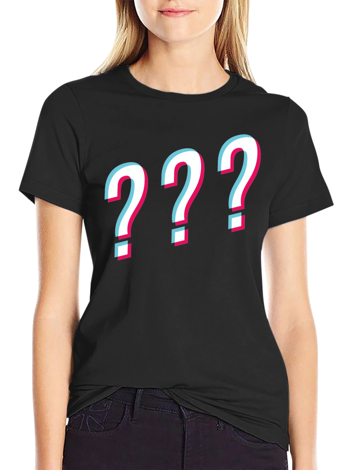 Black Question Mark Graphic Tee - Mens Black T-Shirt view 2