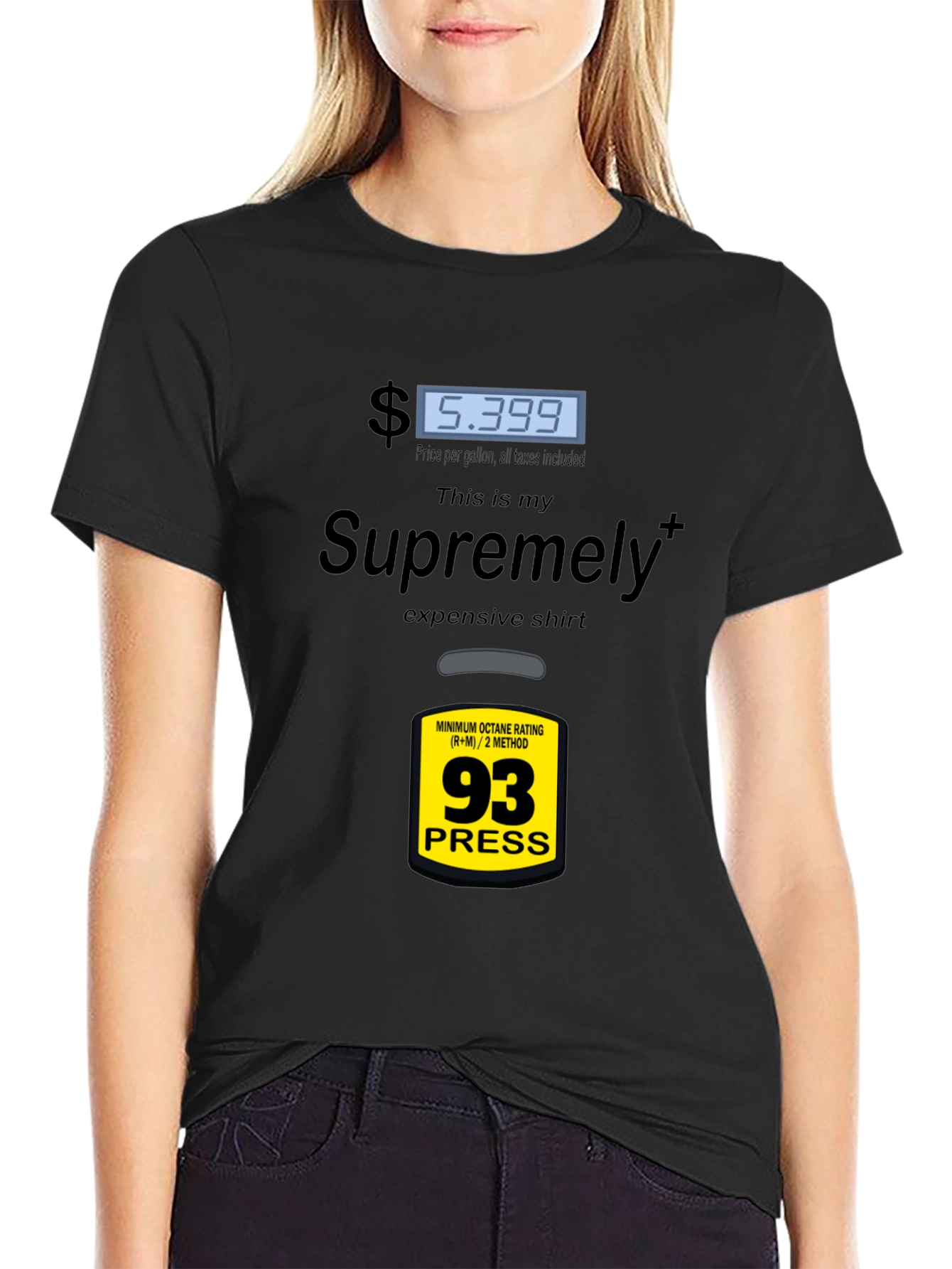 Black Supremely Expensive Gas Price T-Shirt view 2