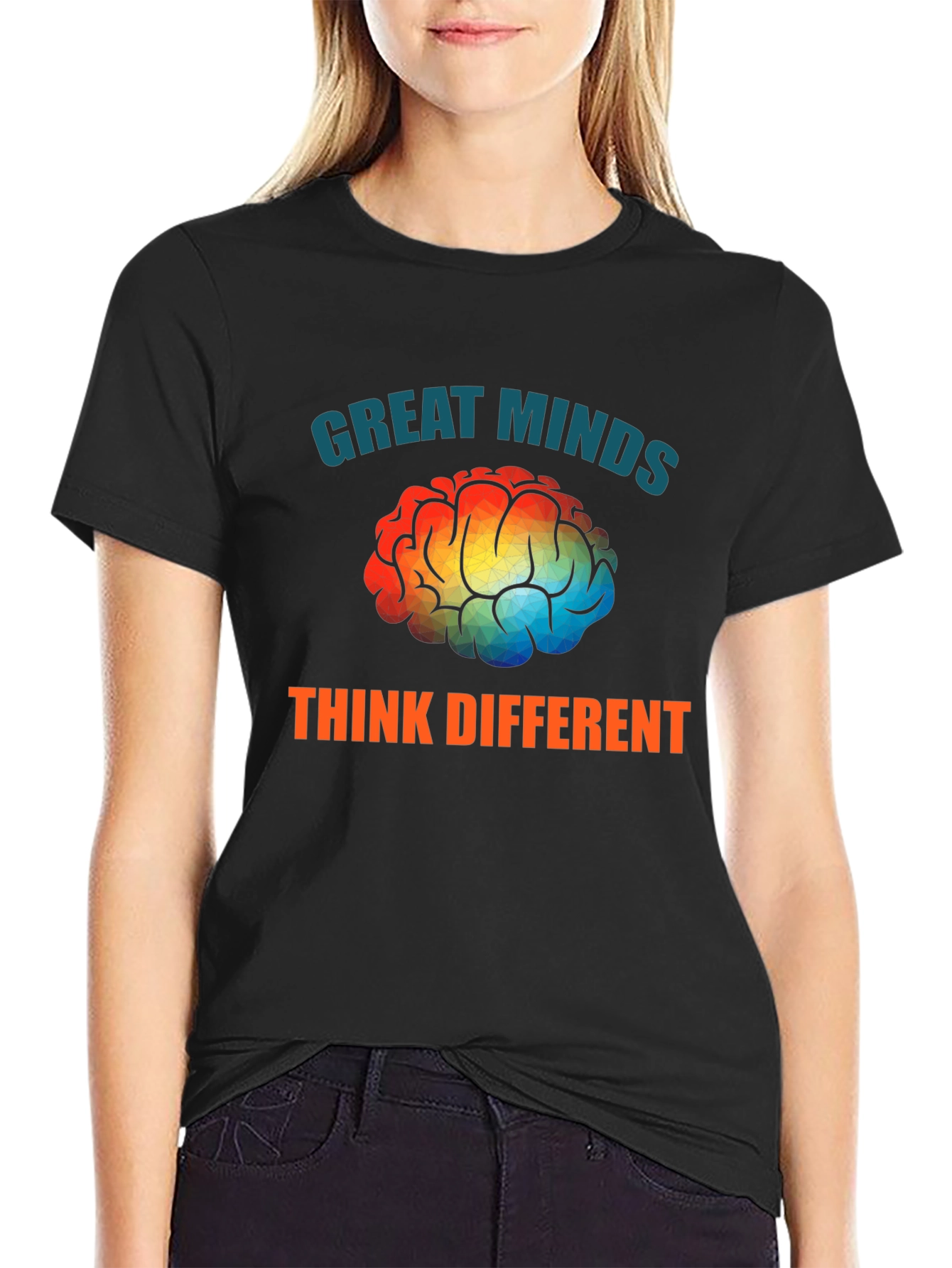 Black Great Minds Think Different Graphic T-Shirt view 2