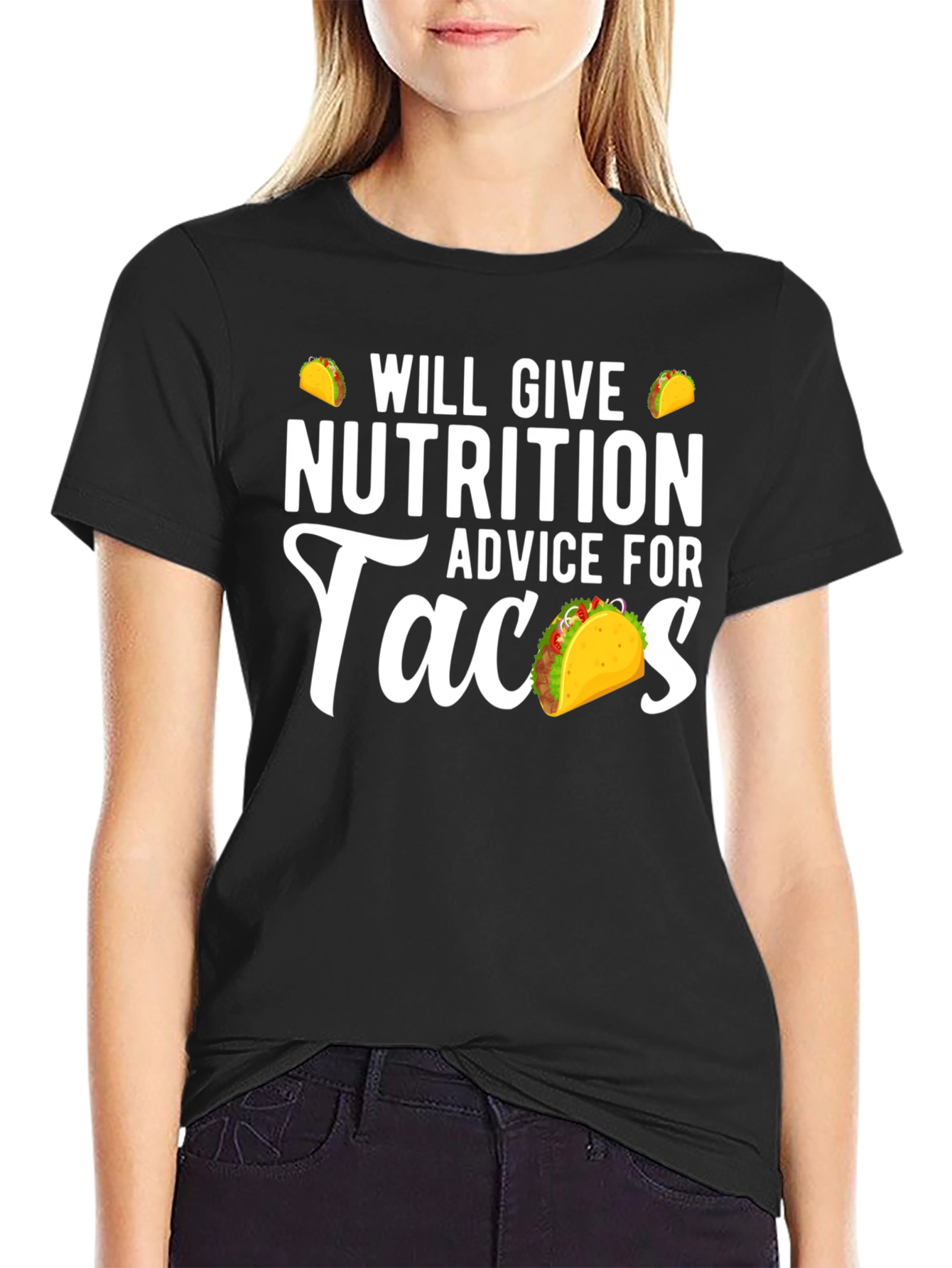 Black Nutrition Advice For Tacos Funny Graphic Tee view 2