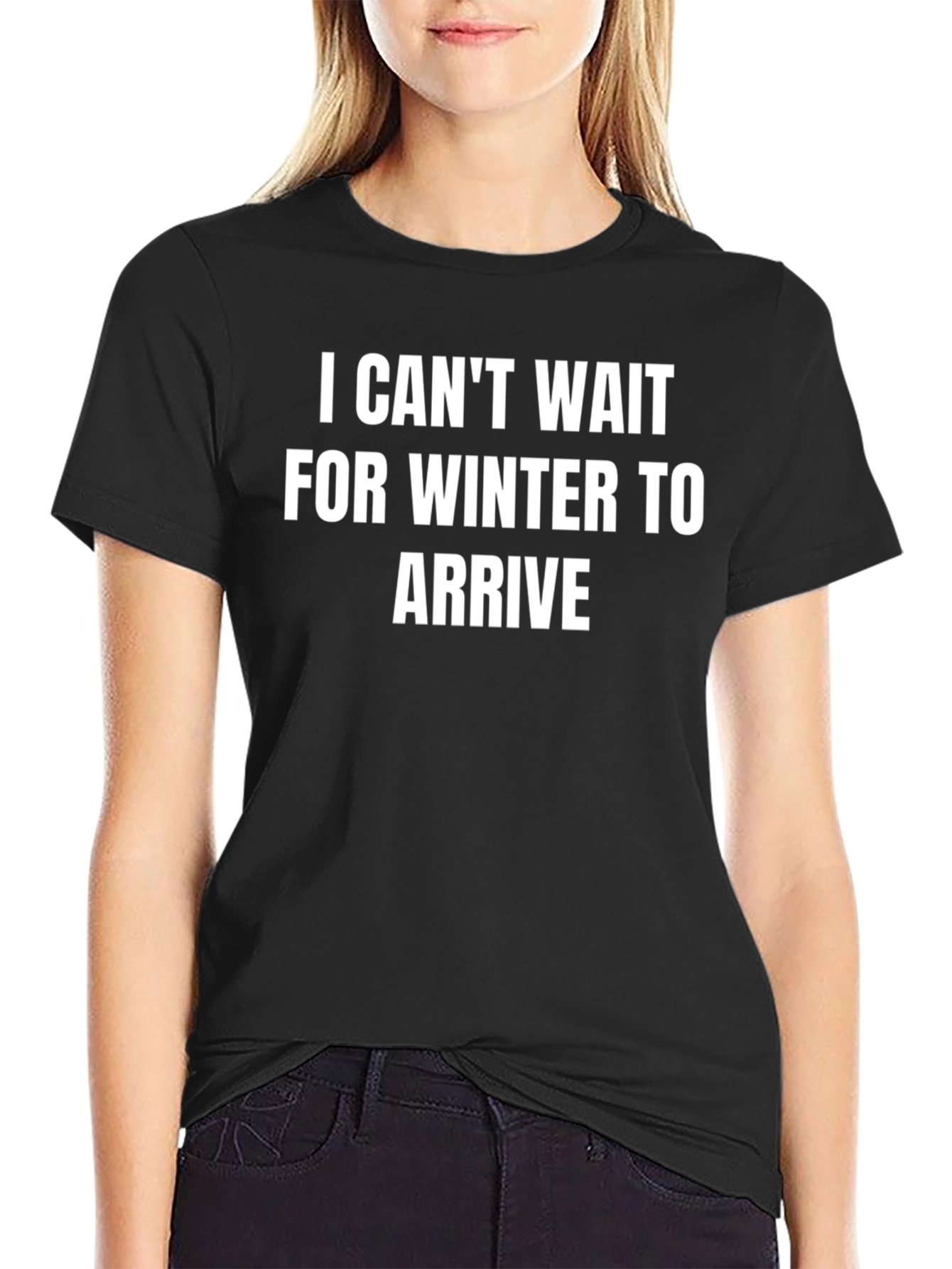 Black I Can't Wait for Winter T-Shirt view 2