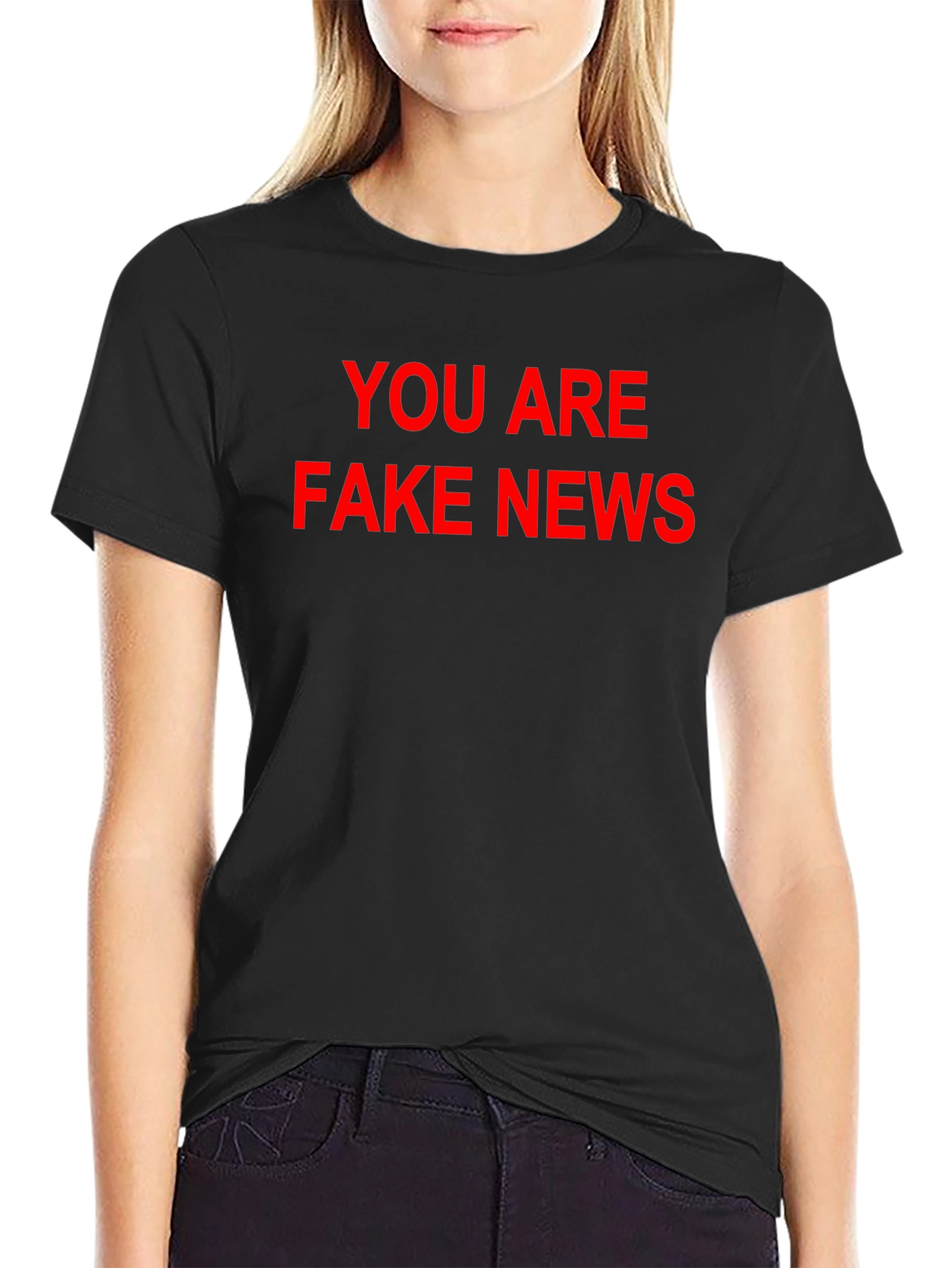 Black You Are Fake News Black T-Shirt view 2