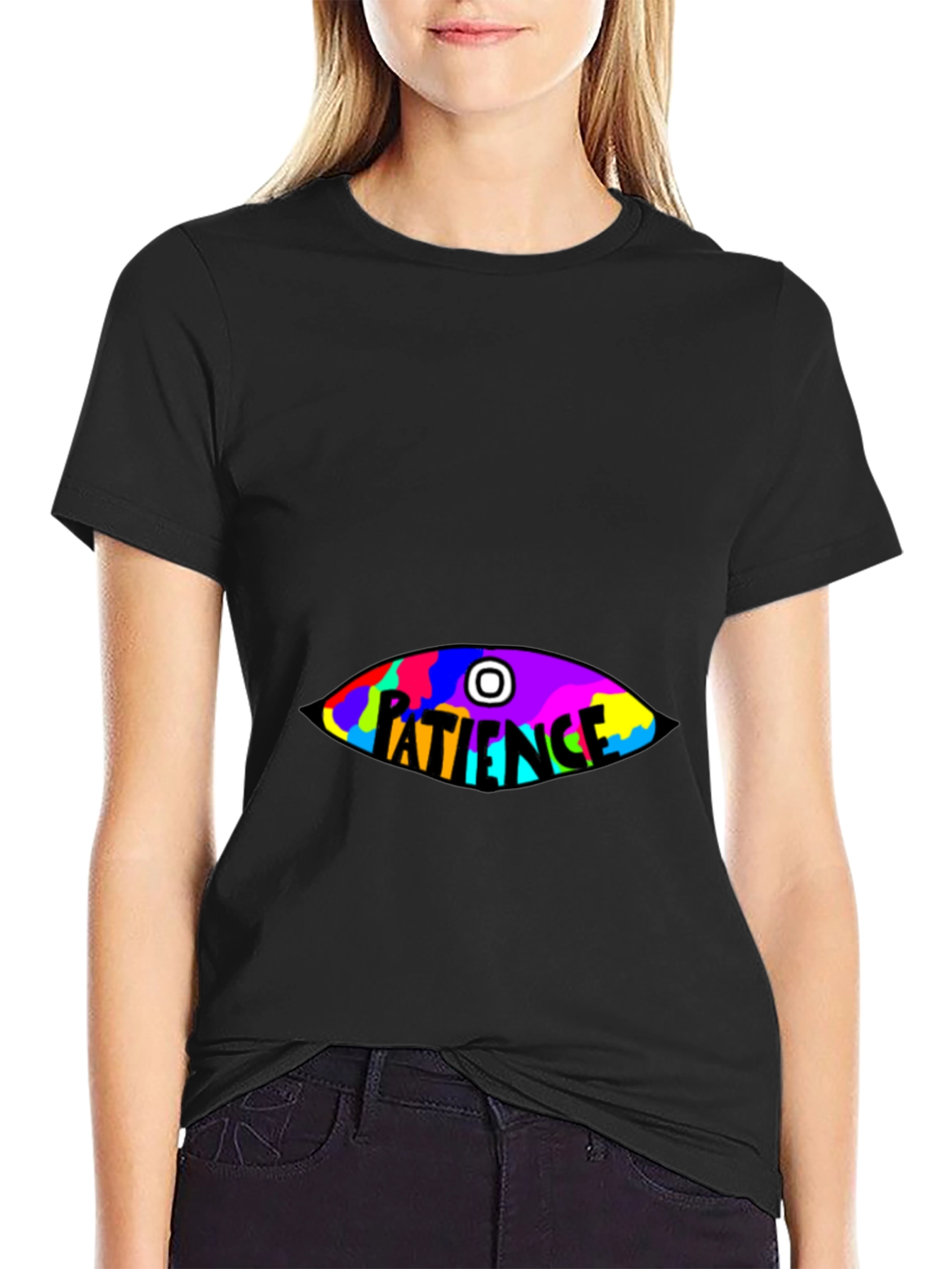Black Patience Graphic Tee - Eye-Catching Design view 2
