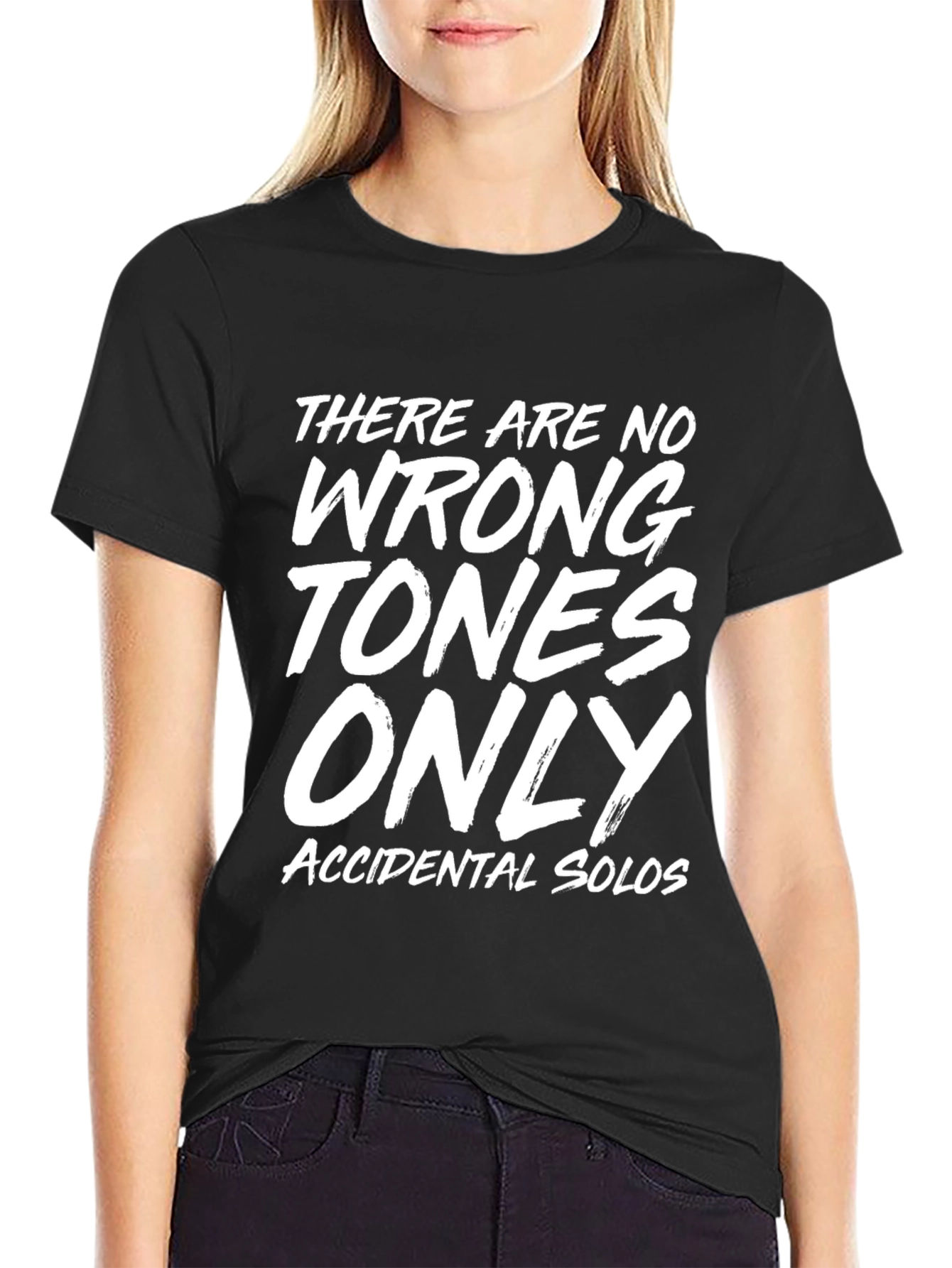 Black Funny Music T-Shirt - "Accidental Solos" Graphic Tee view 2