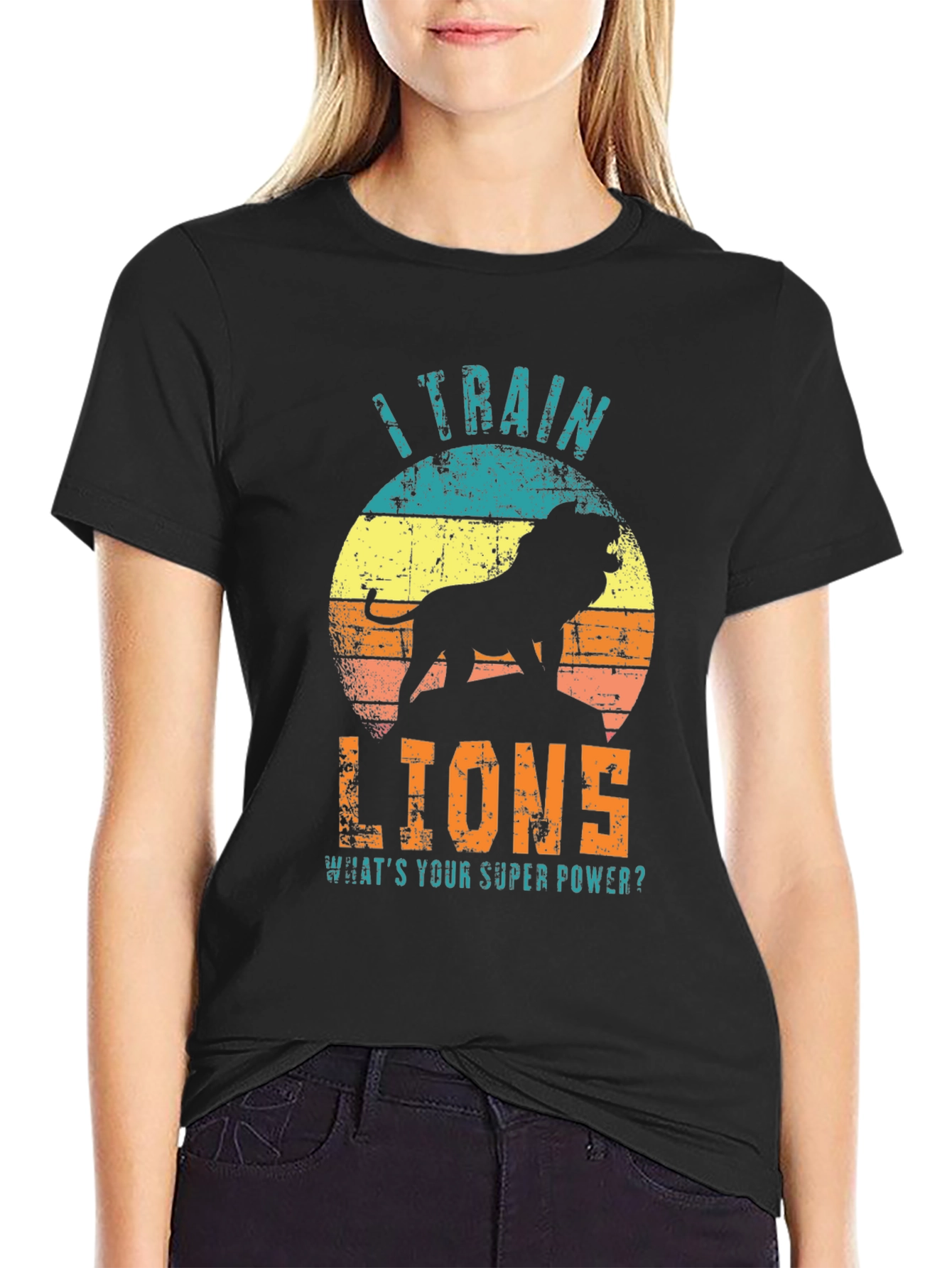 Black I Train Lions Graphic T-Shirt - Super Power Tee view 2