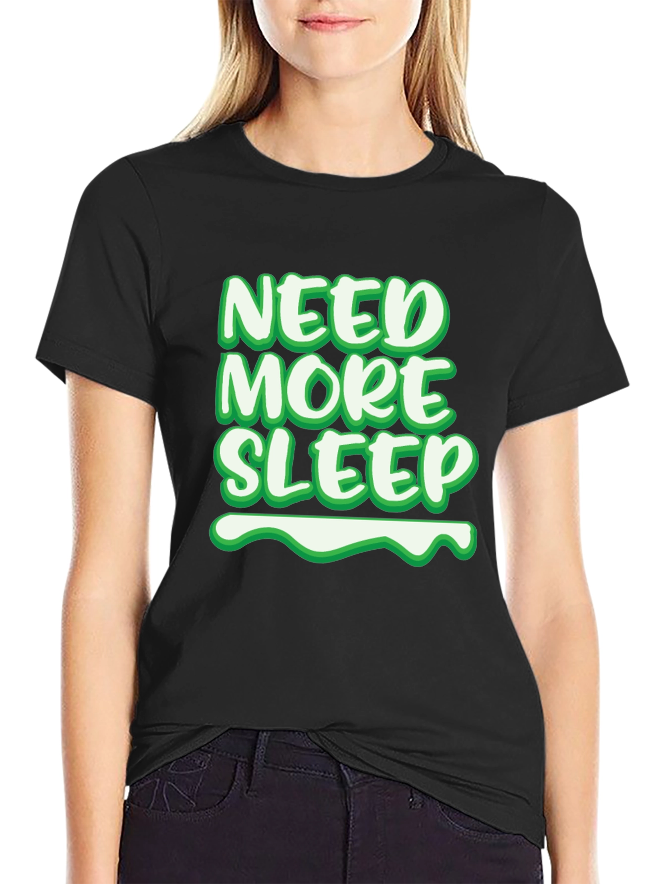 Black Need More Sleep Graphic Tee - Soft Cotton Blend view 2