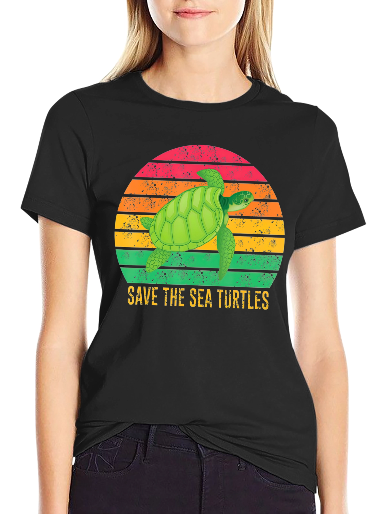 Black Save The Sea Turtles T-Shirt view 2