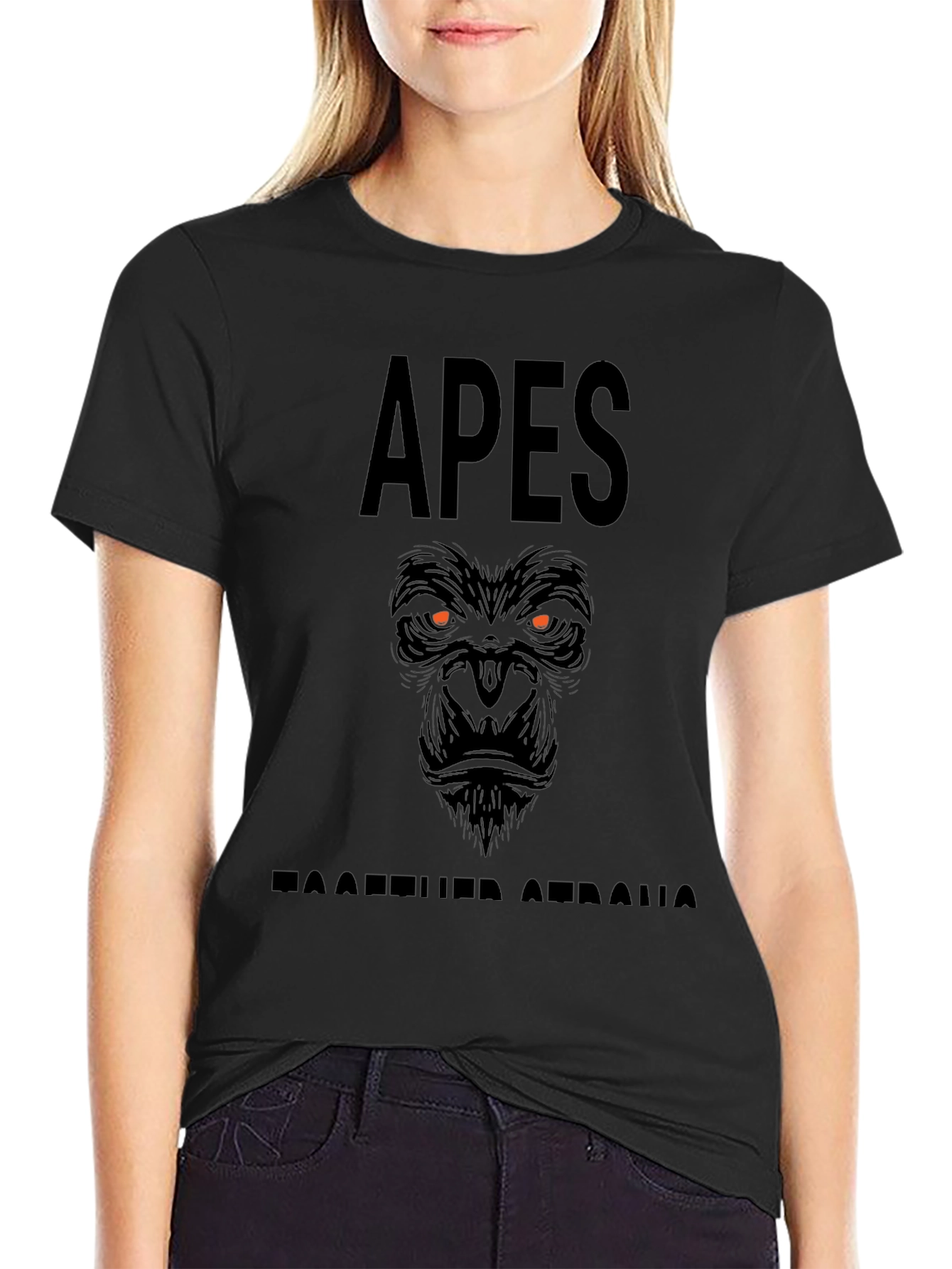 Black Apes Together Strong Graphic Tee - Black Crew Neck view 2