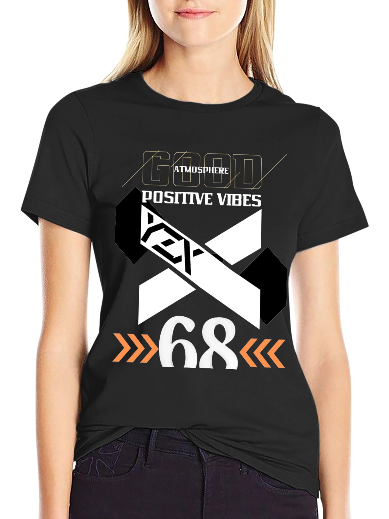 Black Good Atmosphere Positive Vibes Graphic Tee view 2