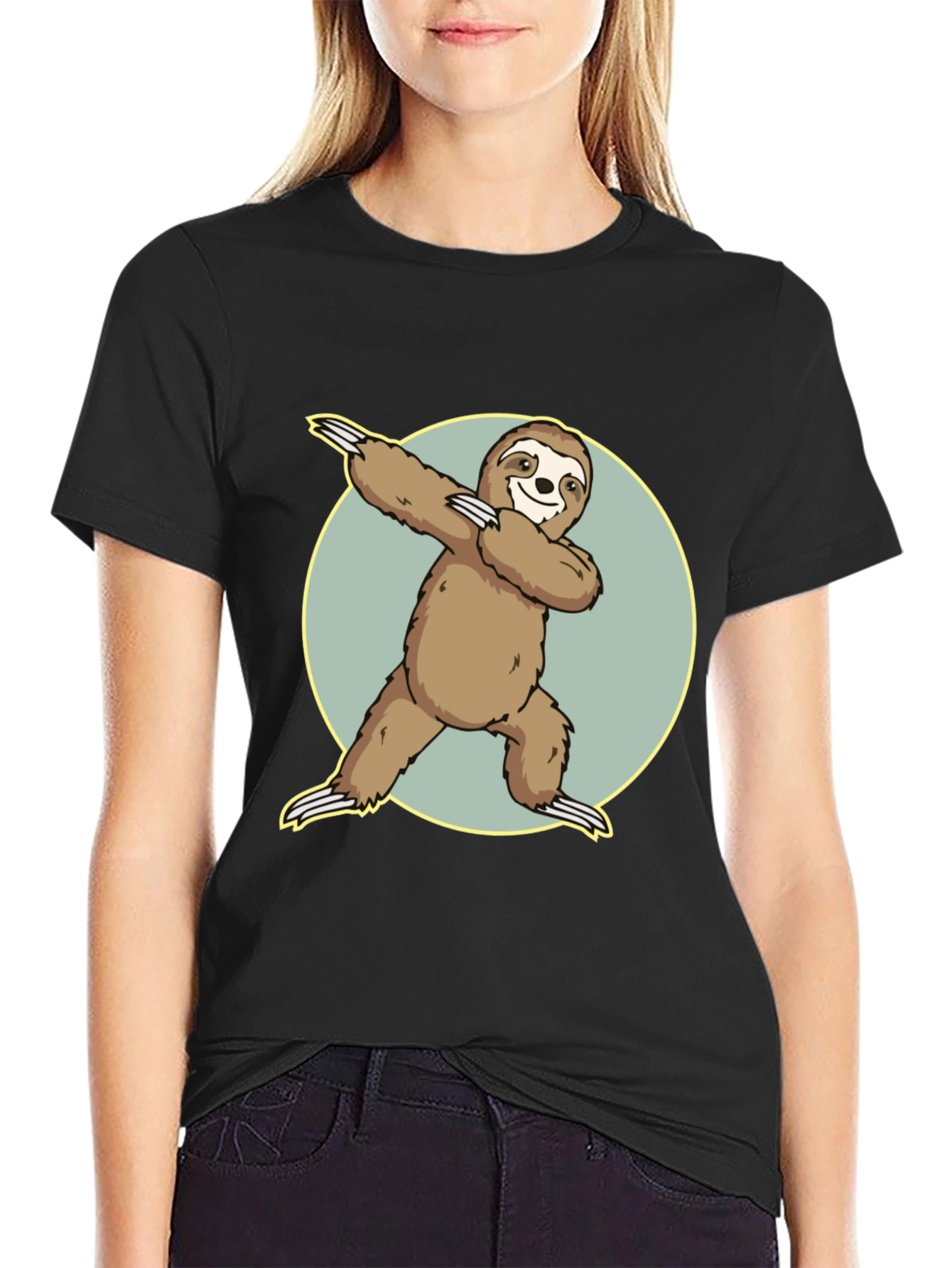 Black Sloth Dabbing T-Shirt - Funny Animal Tee view 2