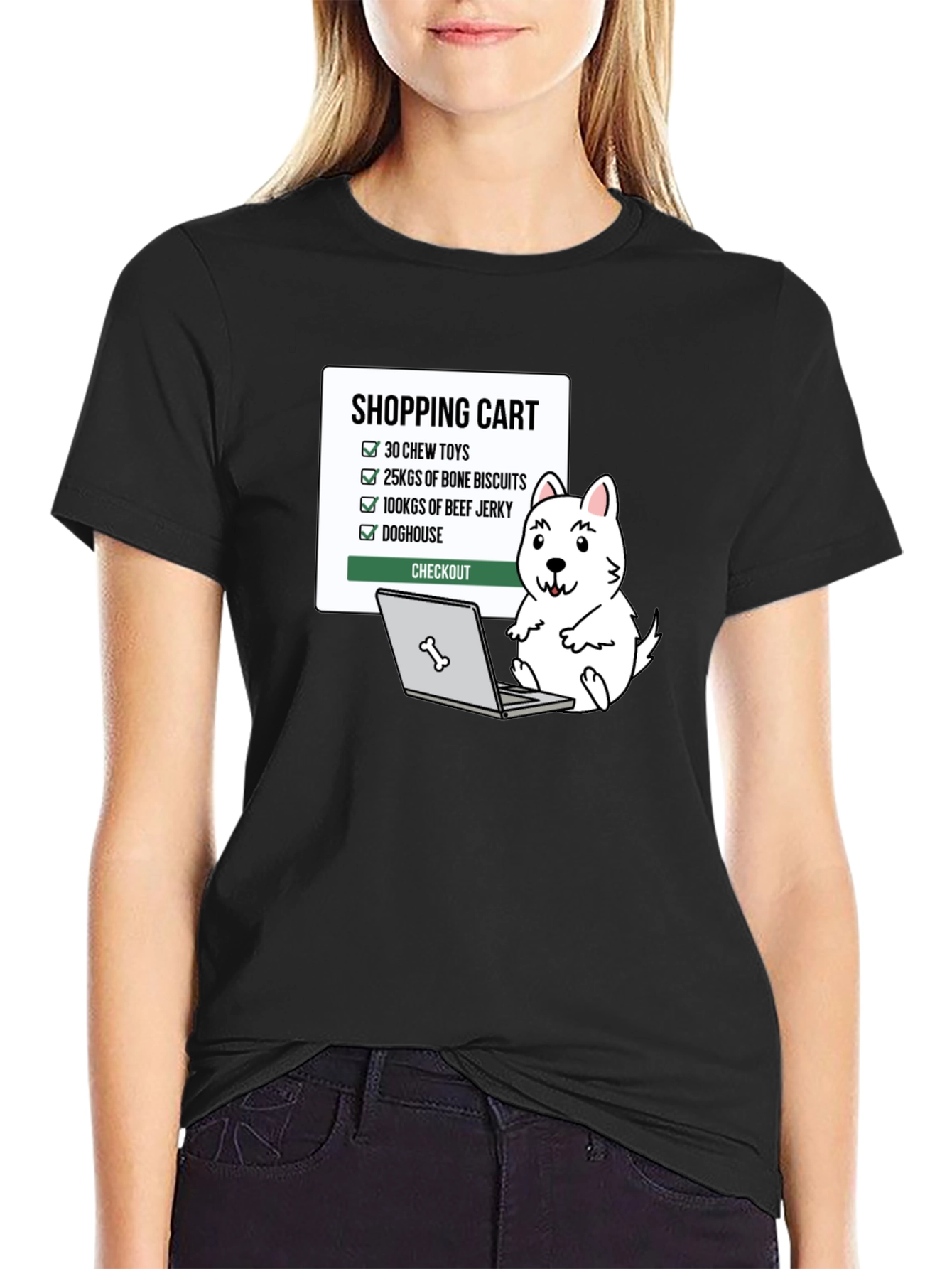 Black Dog Lover Shopping Cart T-Shirt view 2