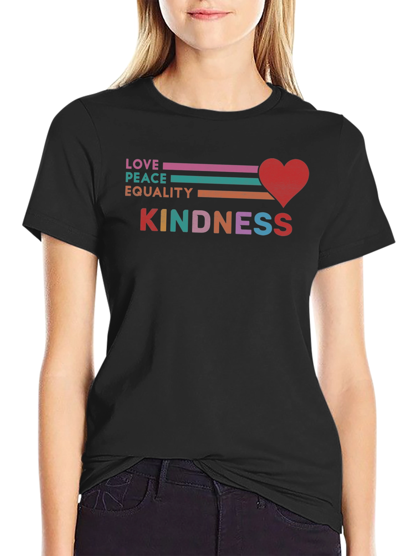Black Love Peace Equality Kindness T-Shirt view 2