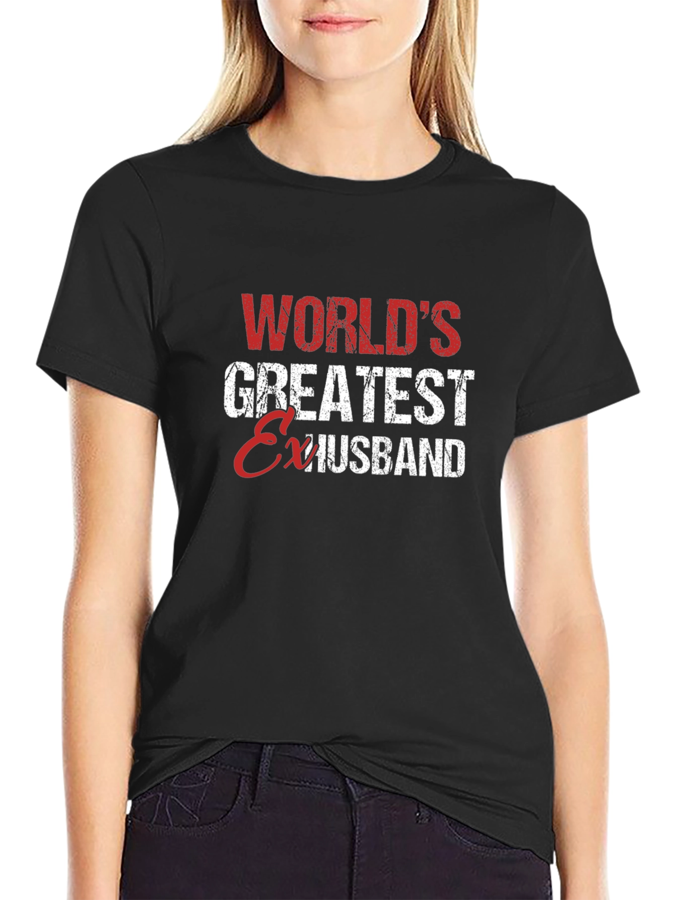 Black World's Greatest Ex Husband Funny T-Shirt view 2