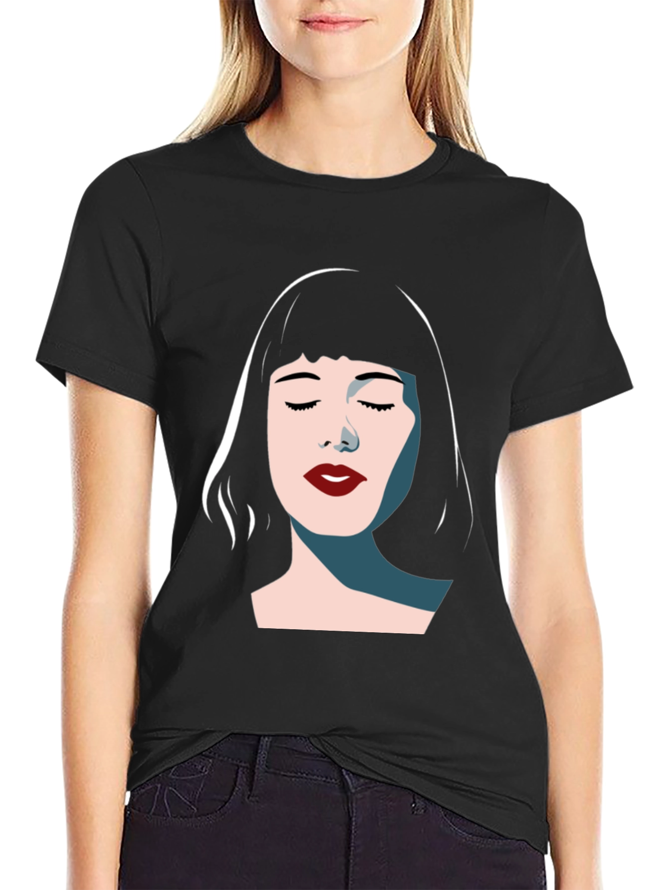 Black Minimalist Woman Graphic Tee - Modern Style view 2