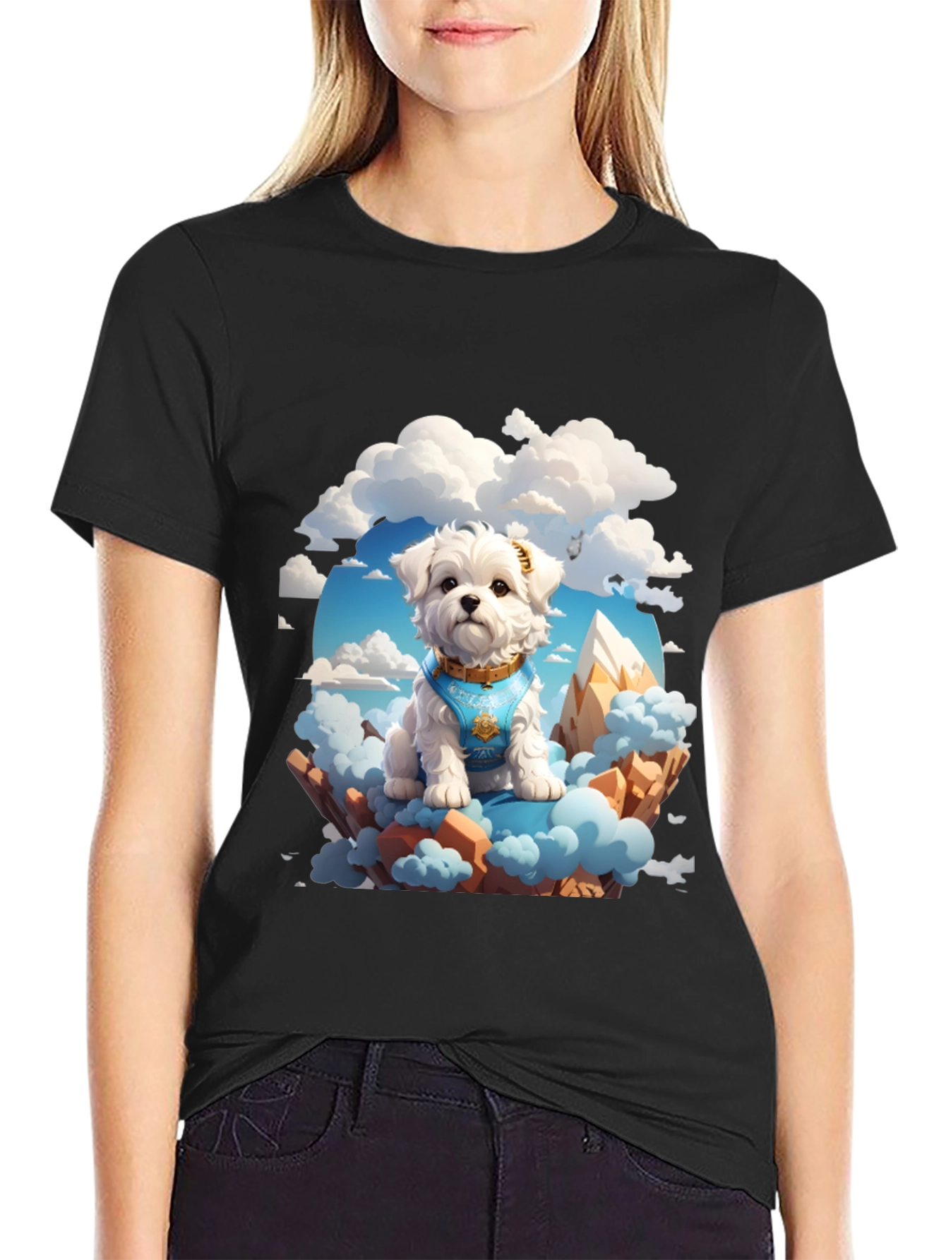 Black Dog in the Clouds T-Shirt view 2