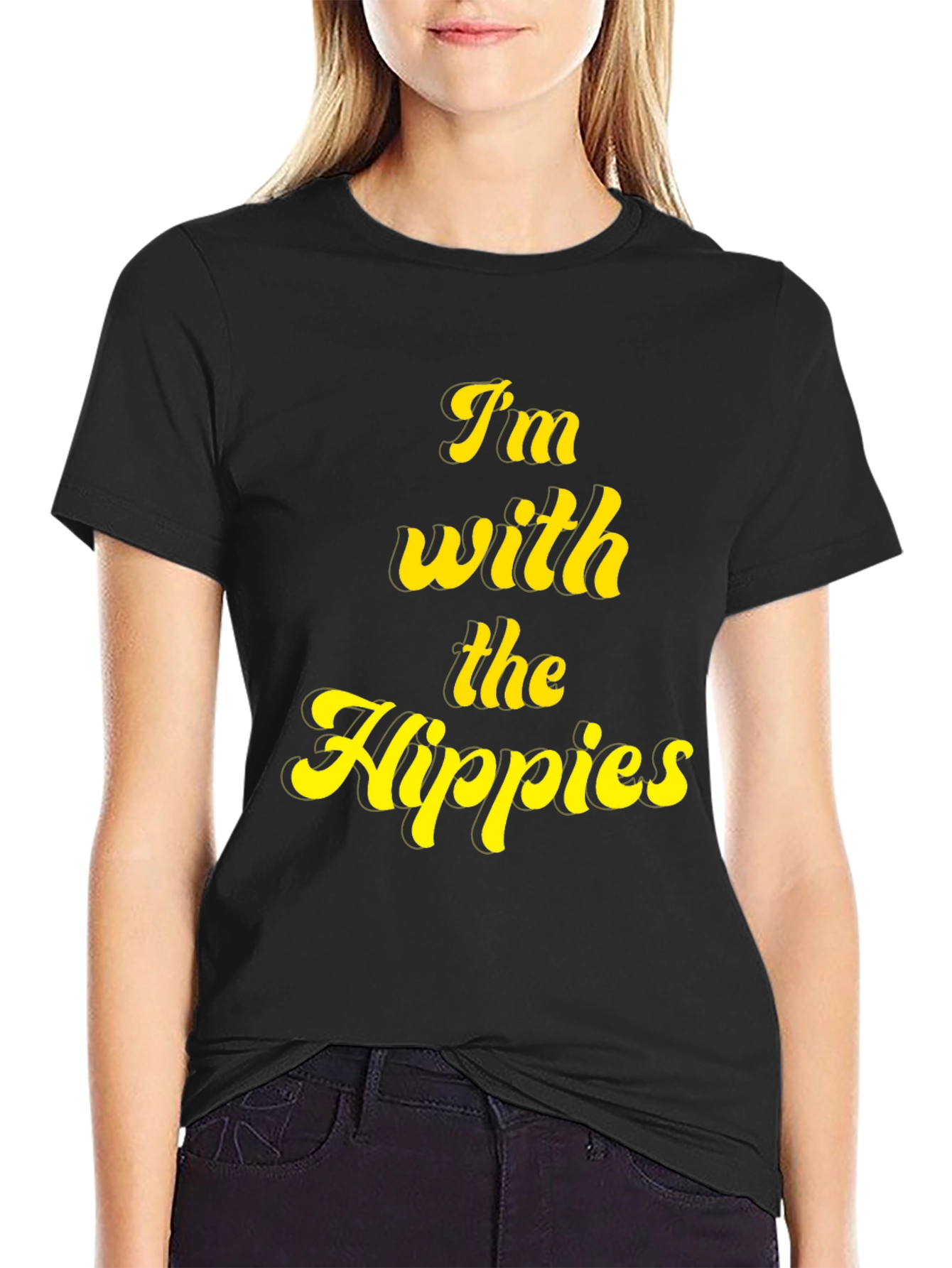 Black I'm With The Hippies Graphic T-Shirt view 2