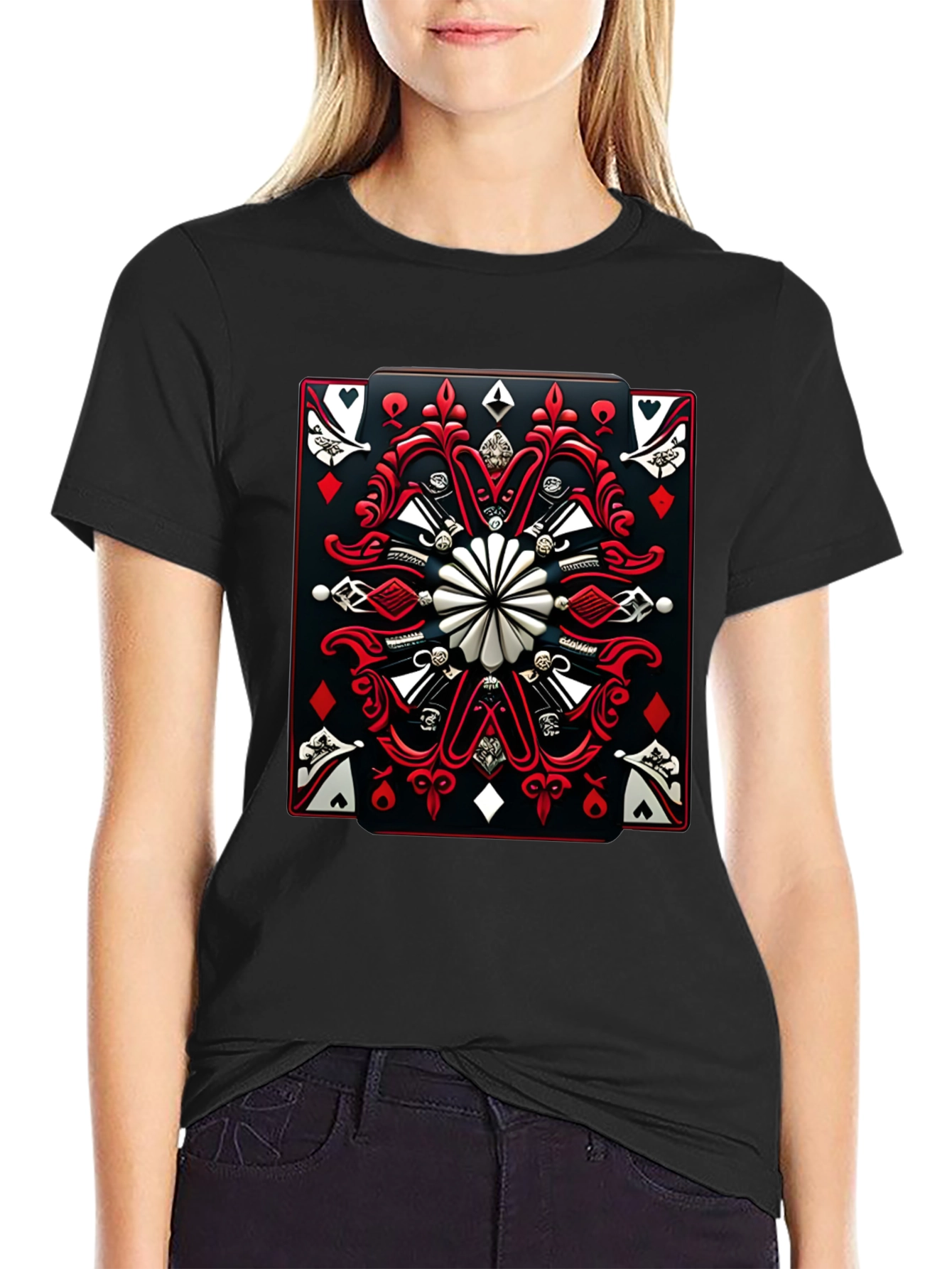 Black Playing Card Graphic T-Shirt - Black view 2