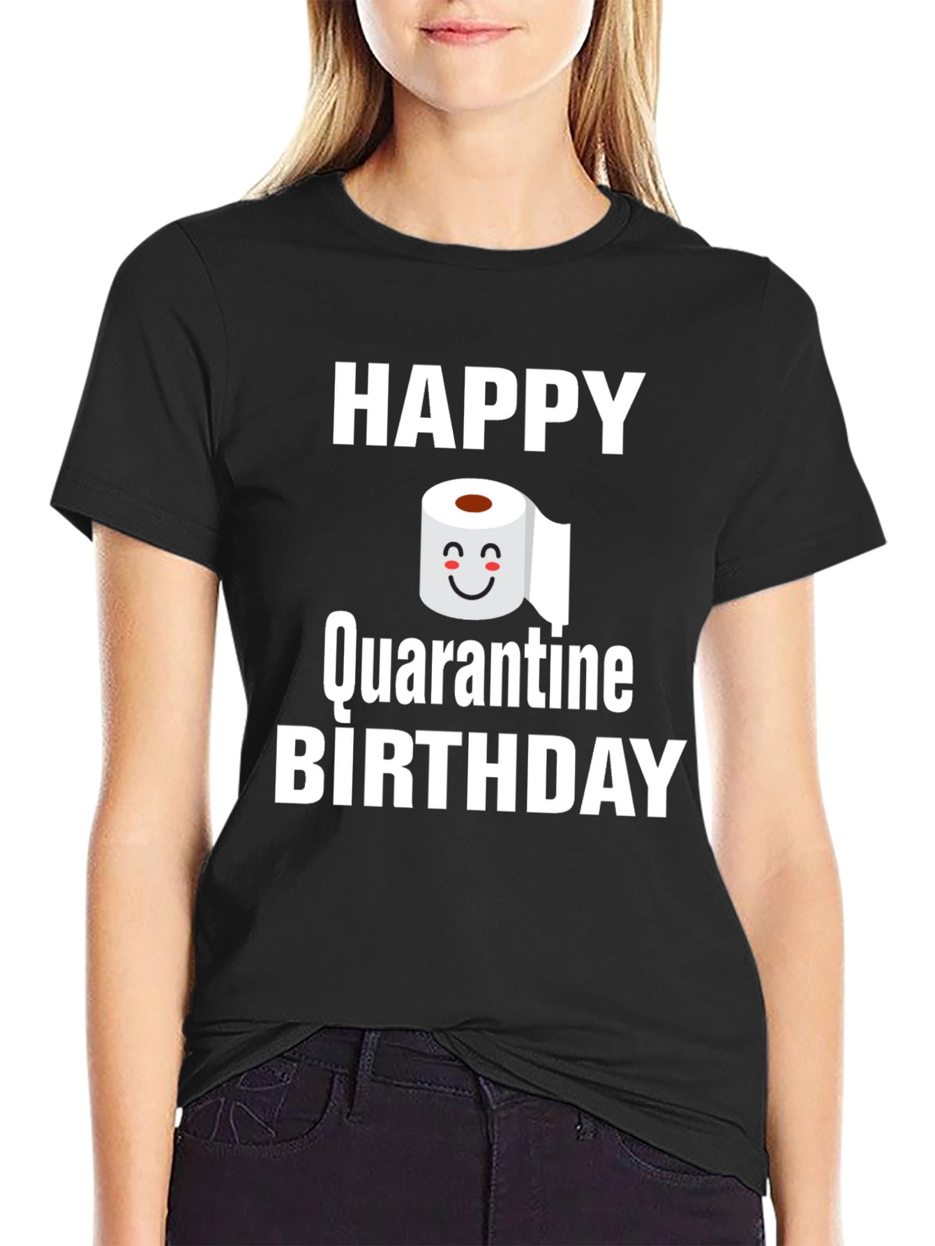 Black Happy Quarantine Birthday T-Shirt view 2