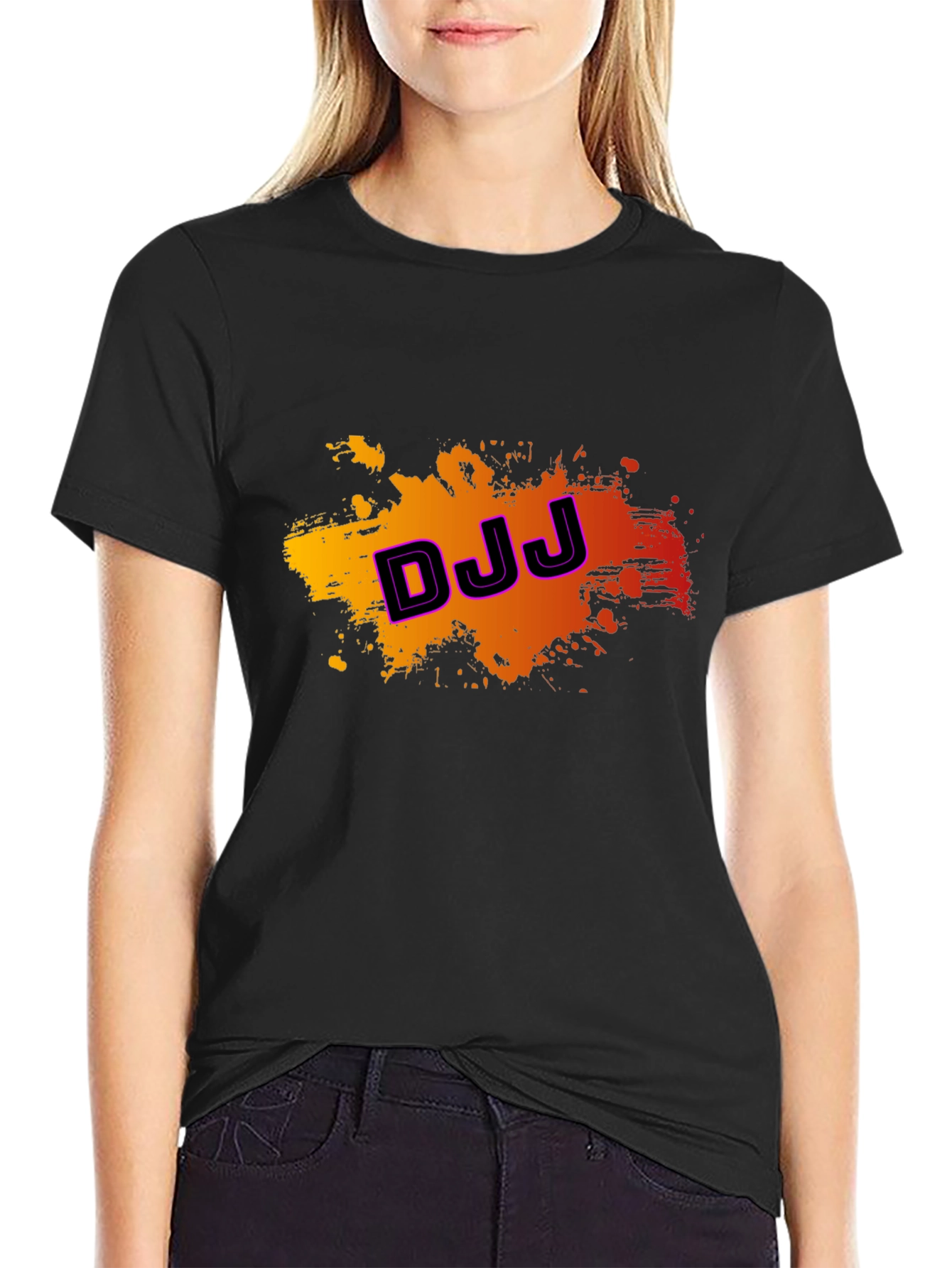 Black DJJ Graphic Print Black Tee view 2