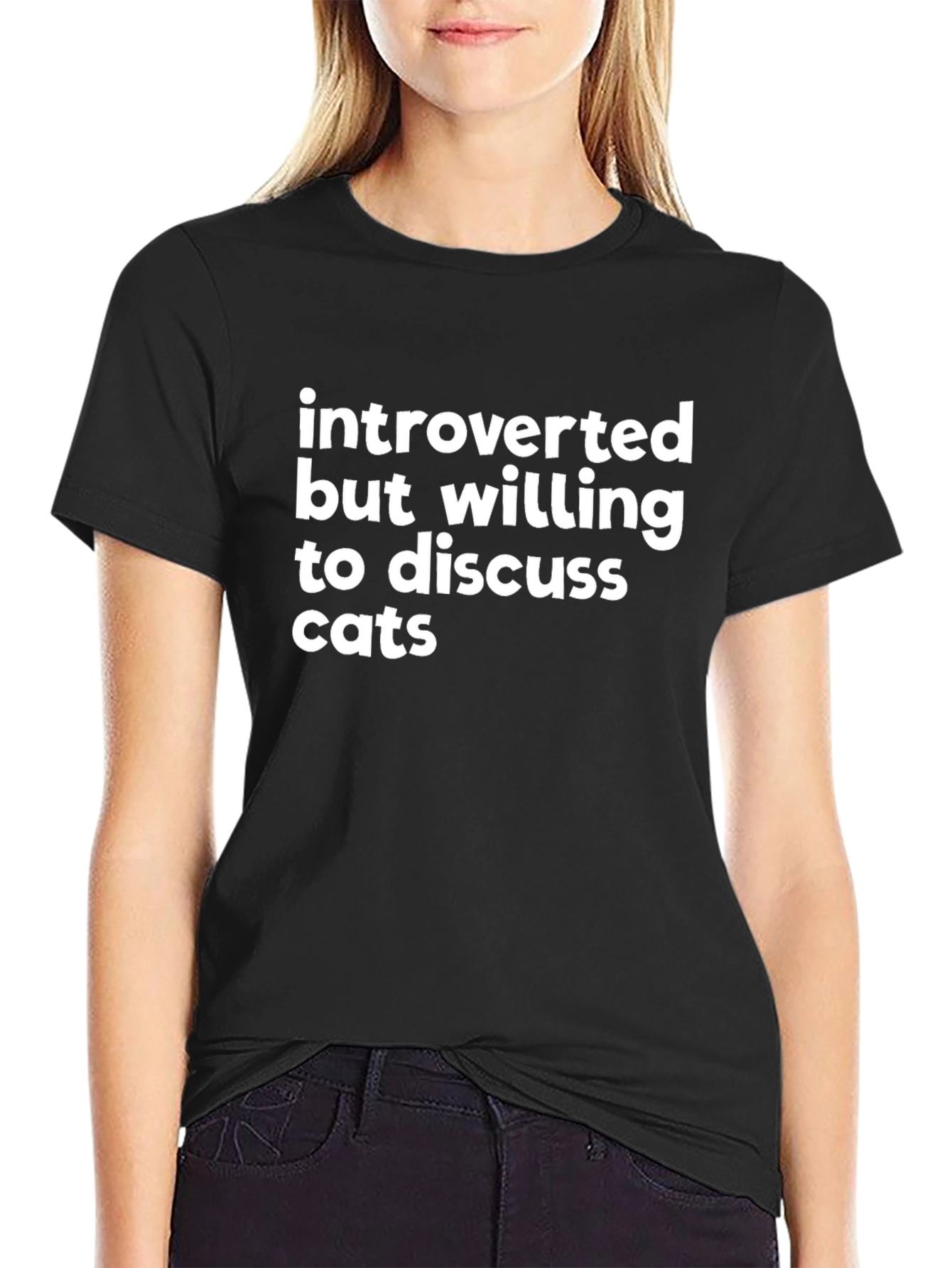 Black Introverted Cat Lover T-Shirt view 2