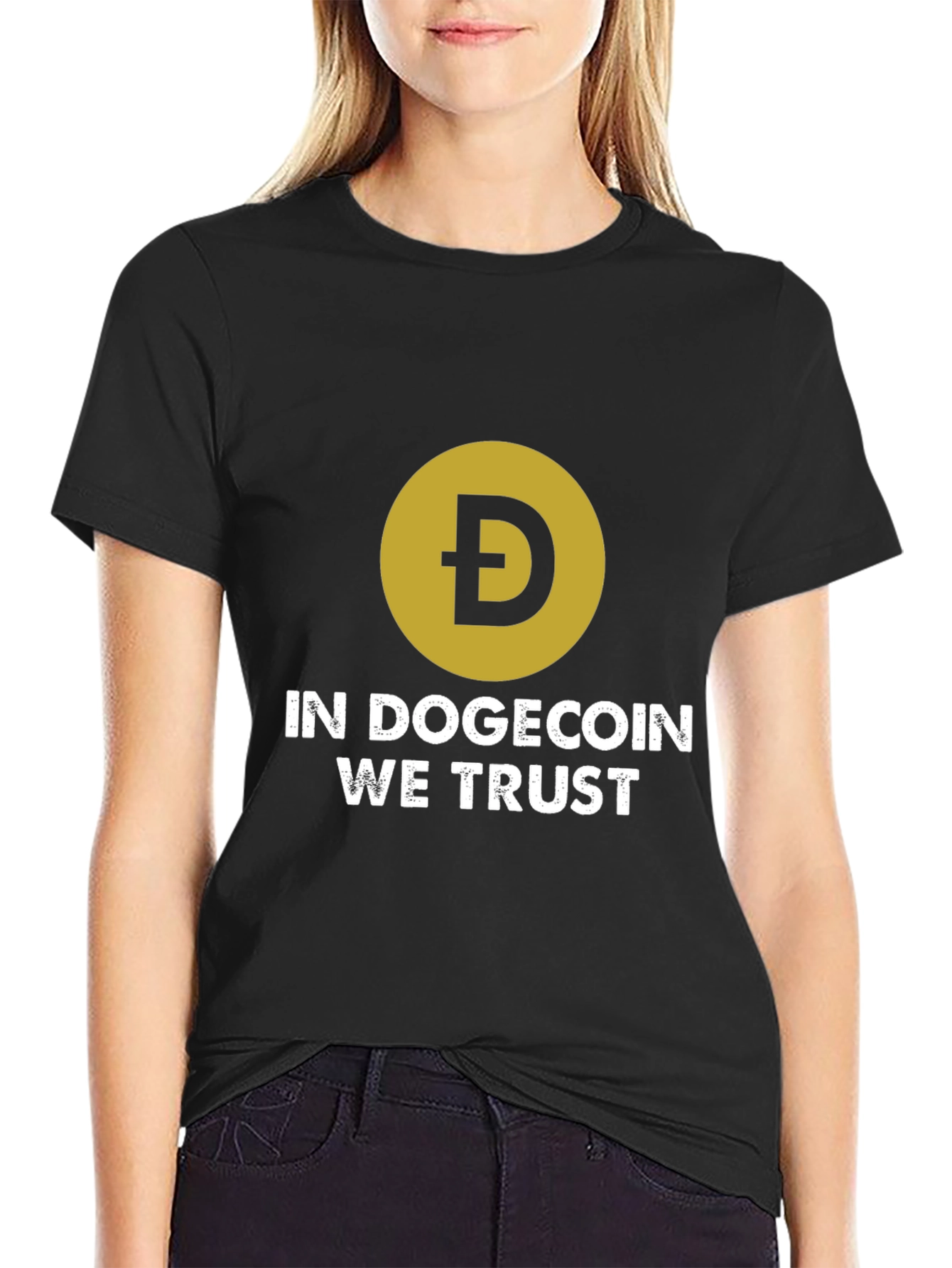 Black In Dogecoin We Trust Black T-Shirt view 2