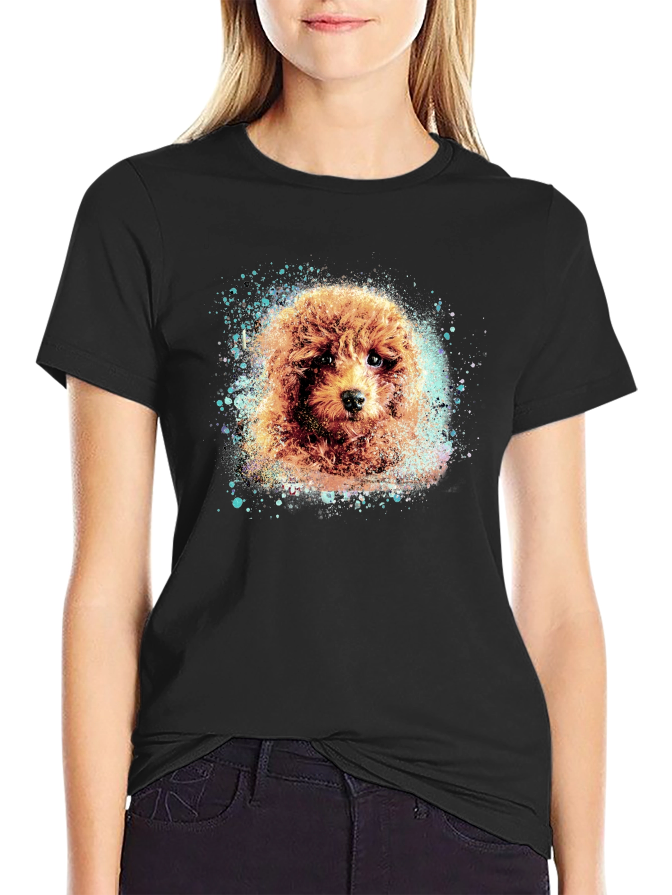 Black Poodle Art Print Tee - Soft Cotton Blend view 2
