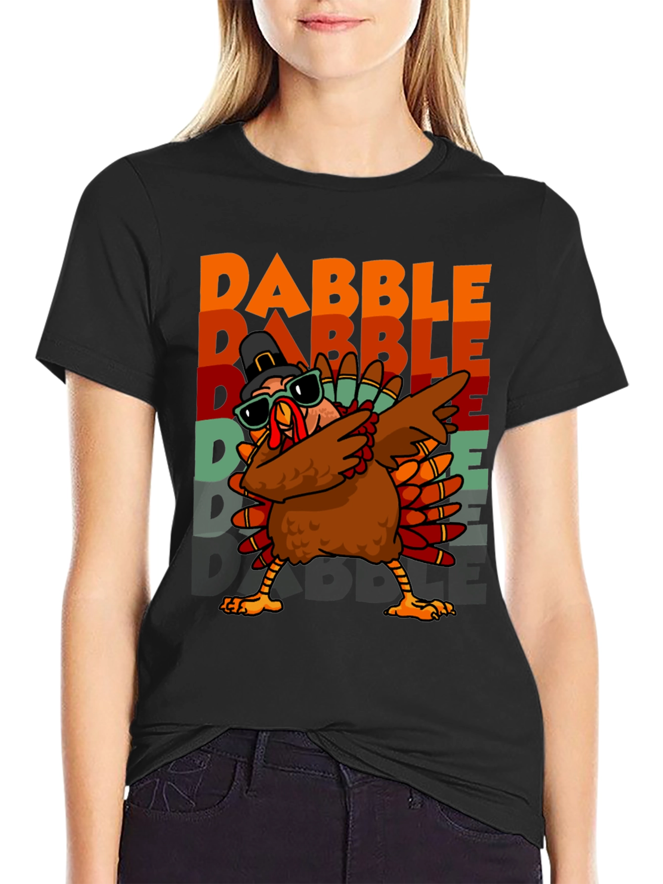 Black Dabble Turkey Graphic T-Shirt Thanksgiving view 2