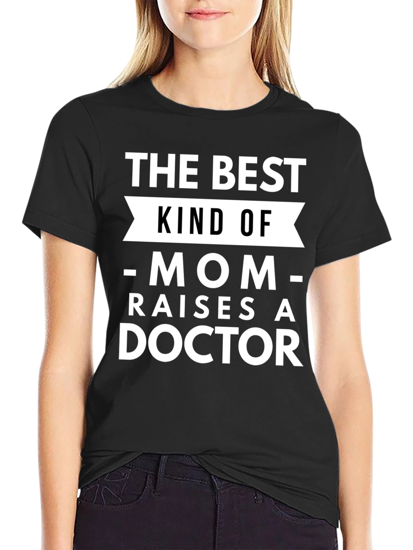 Black Best Mom Raises A Doctor Graphic Tee view 2