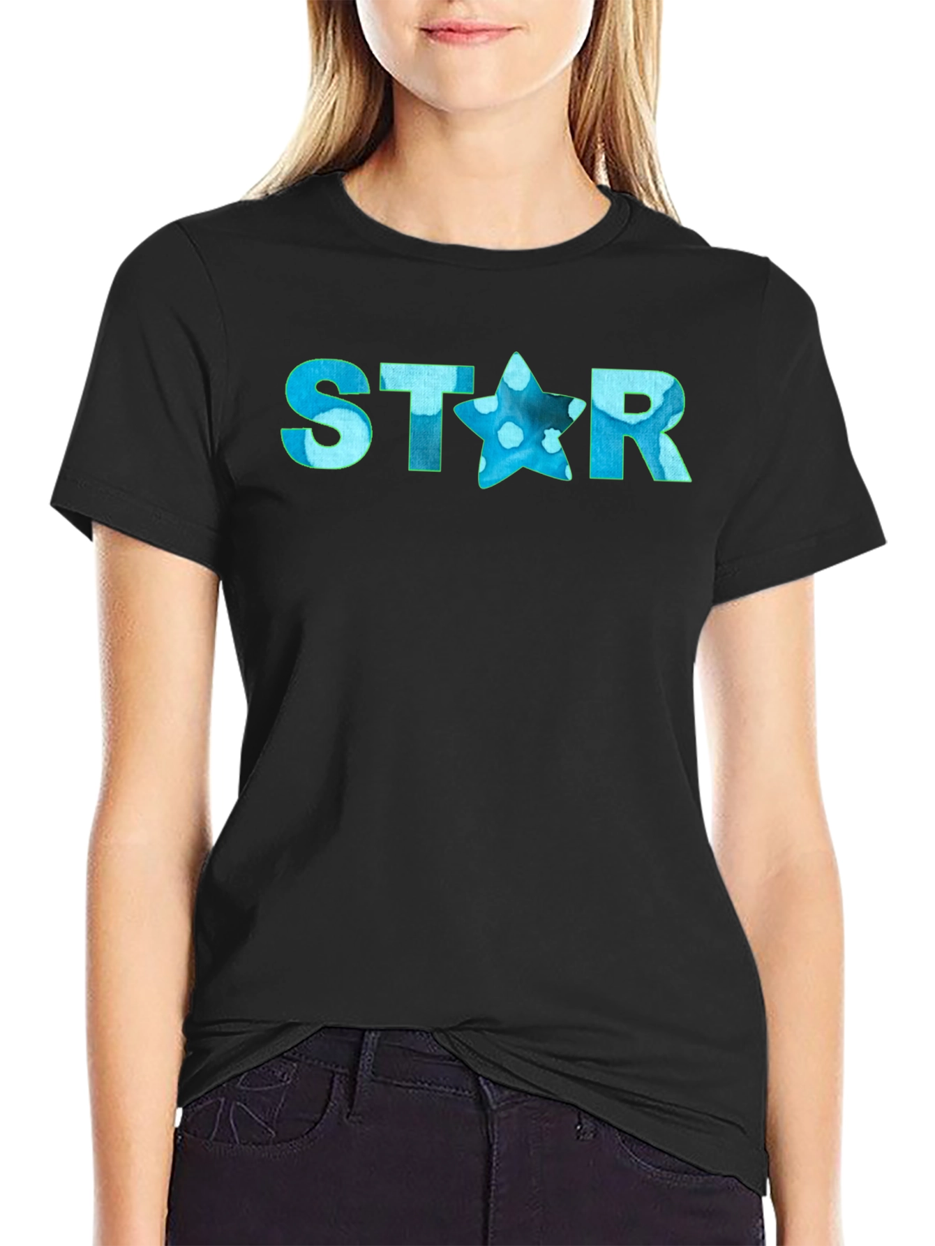 Black STAR Graphic Men's Black T-Shirt view 2
