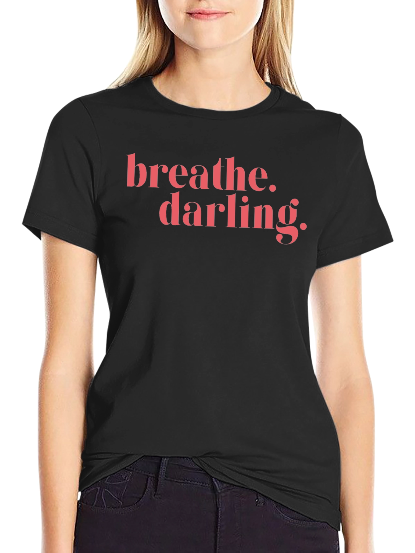 Black Breathe Darling Graphic Tee - Soft Cotton Comfort view 2