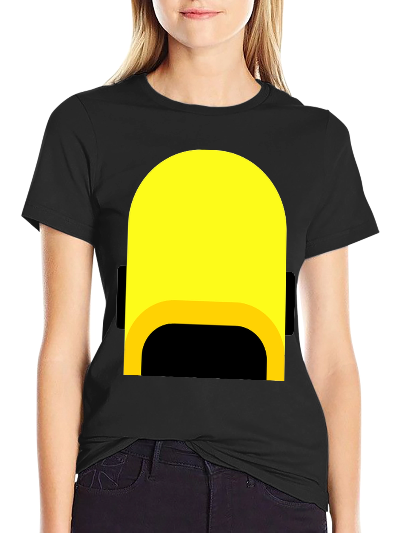 Black Minimalist Character Graphic T-Shirt view 2
