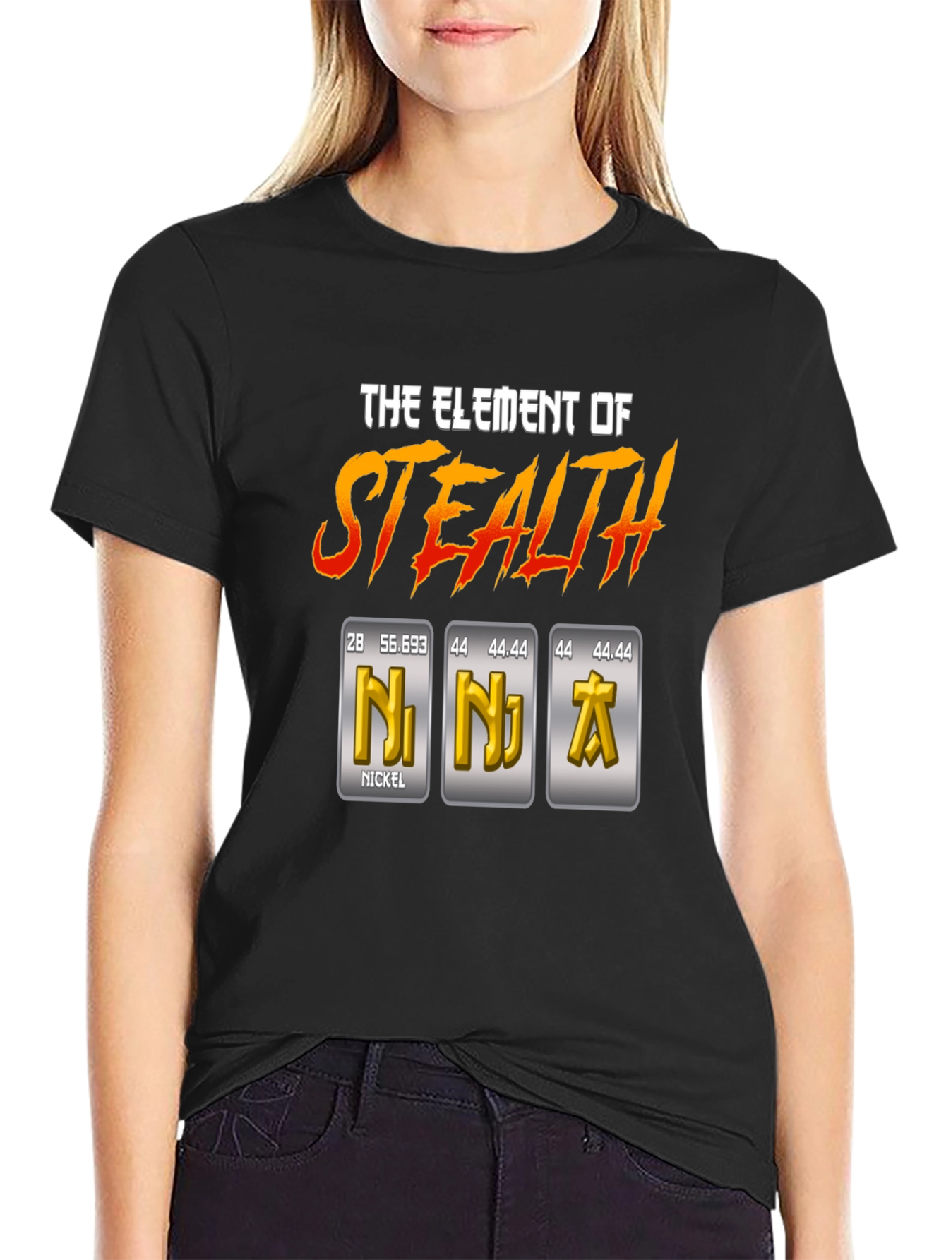 Black Element of Stealth T-Shirt - Ninja Periodic Table Pun view 2
