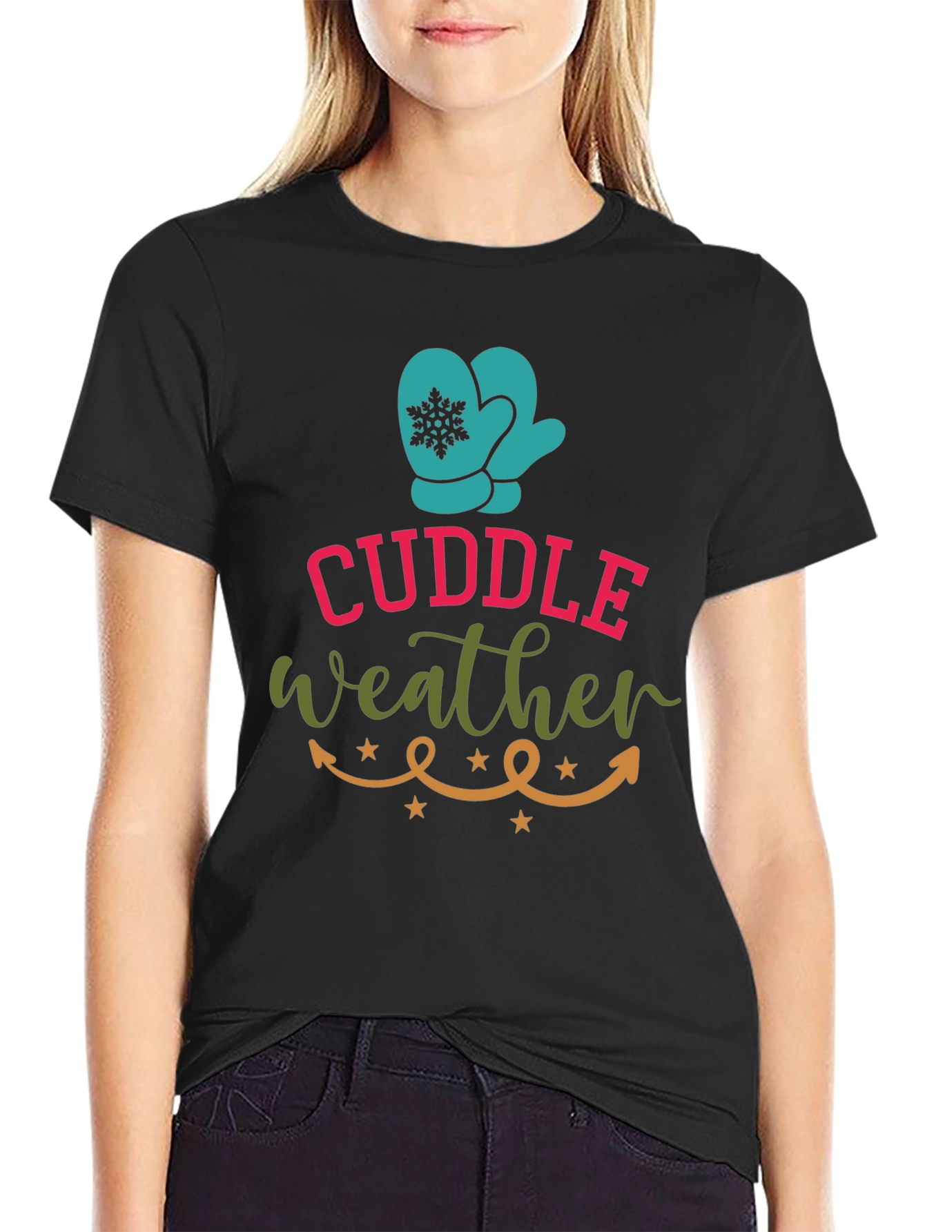 Black Cuddle Weather T-Shirt Winter Fun view 2