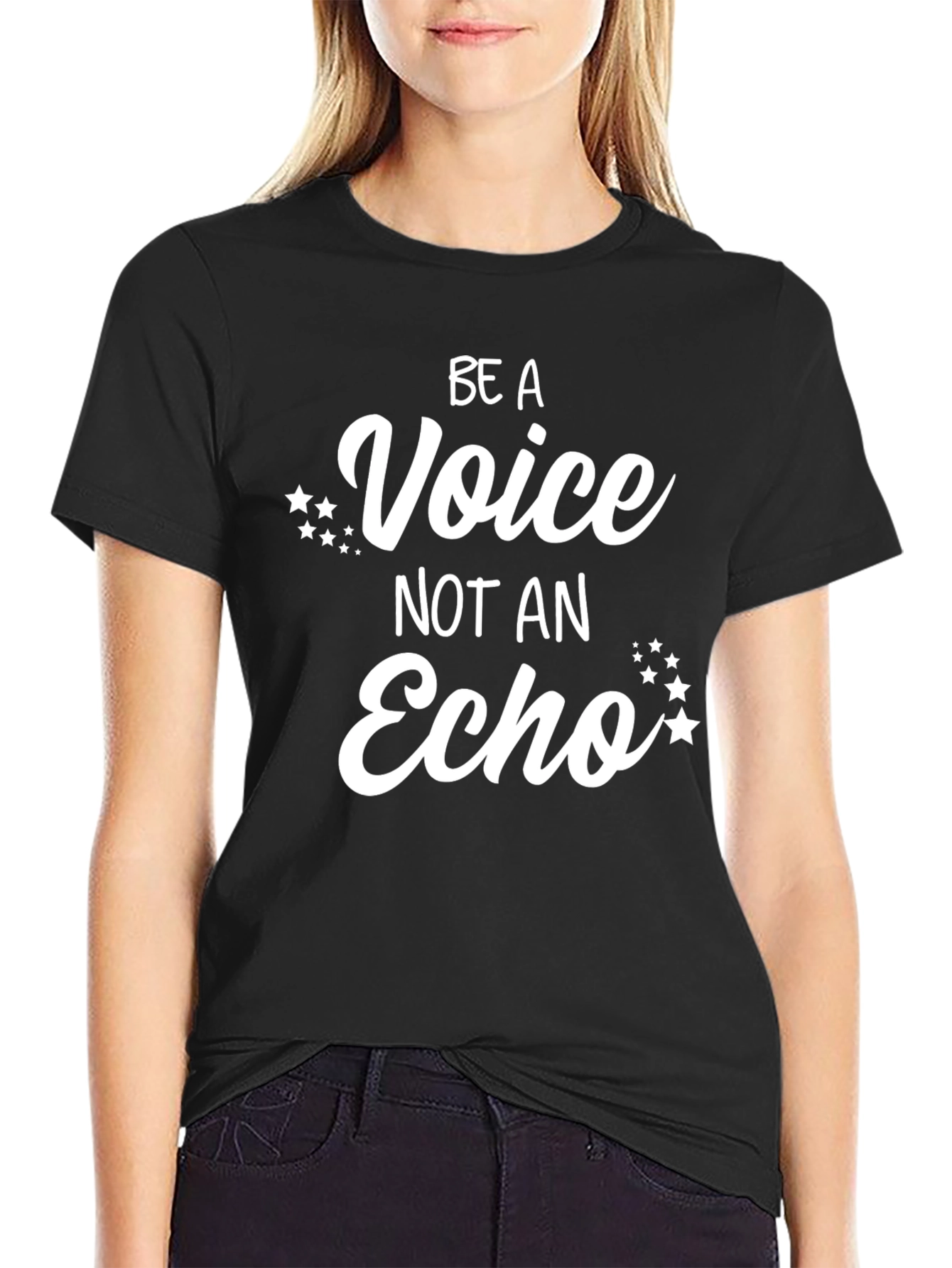 Black Be A Voice T-Shirt - Inspirational Graphic Tee view 2