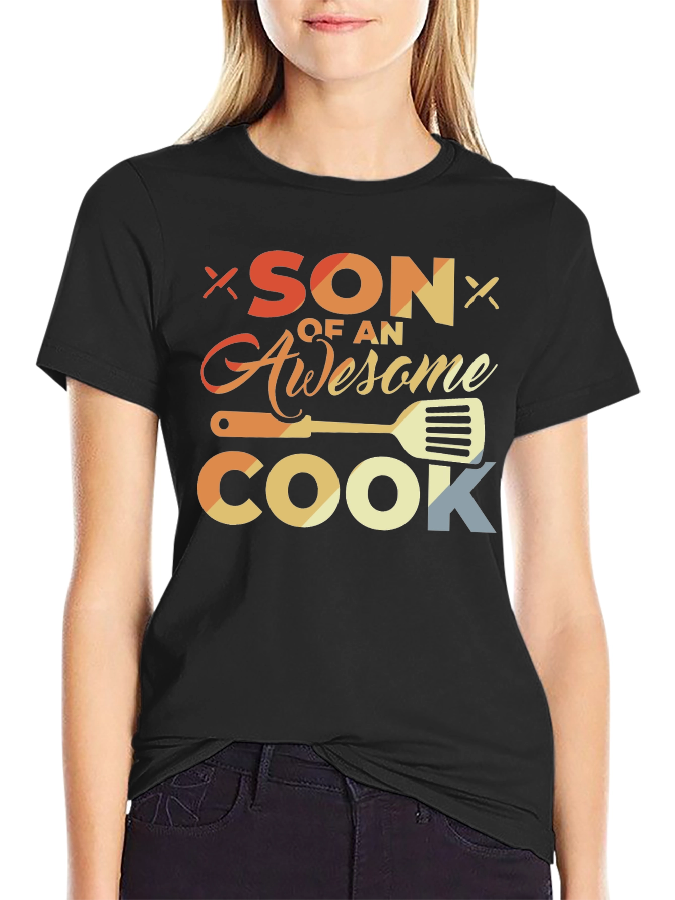 Black Son of an Awesome Cook Black T-Shirt view 2