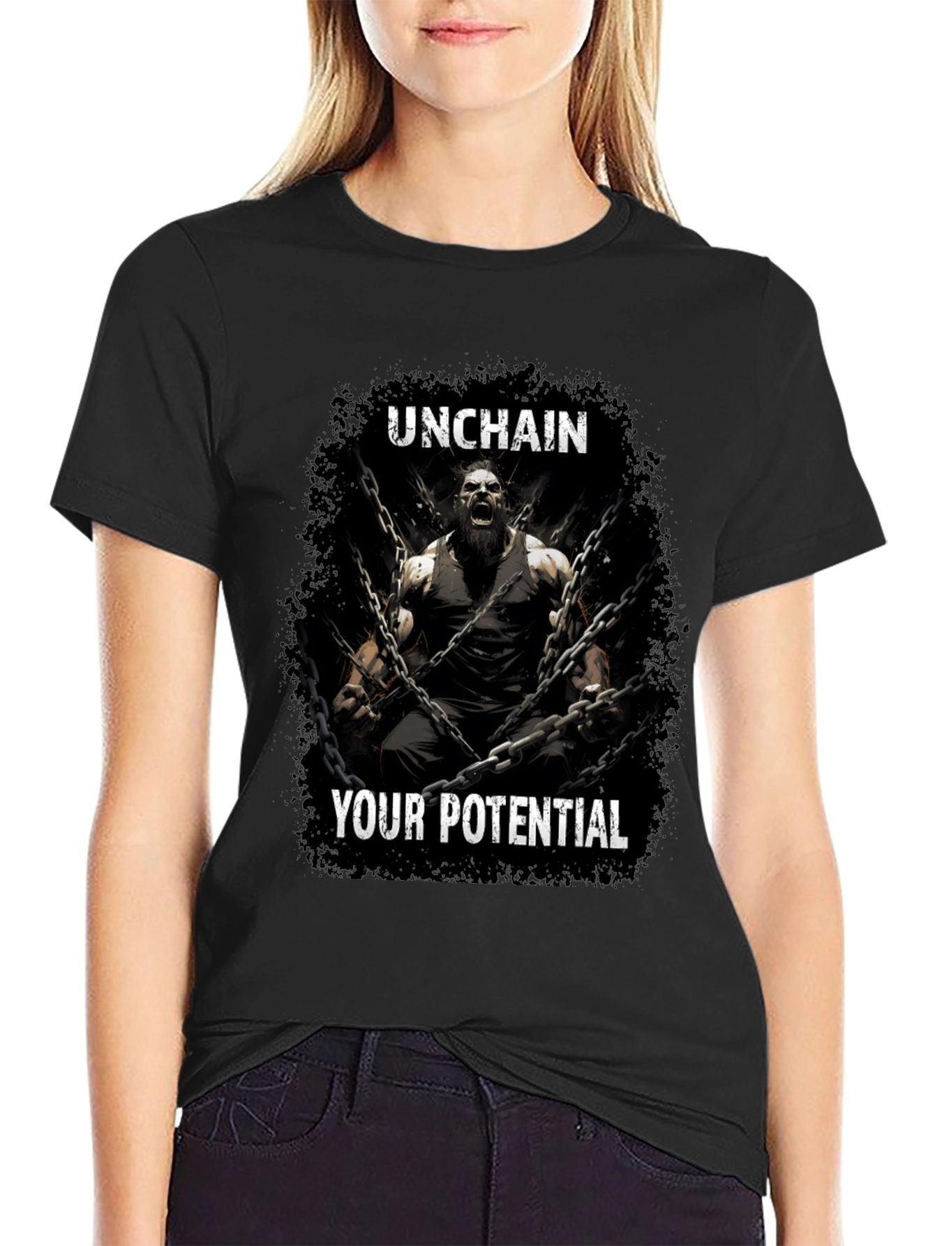 Black Unchain Your Potential Graphic T-Shirt - Black view 2