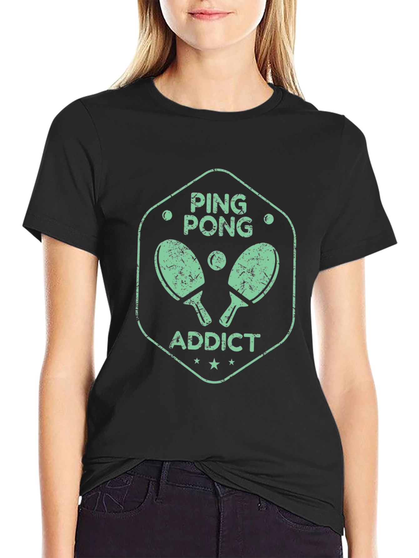 Black Ping Pong Addict Graphic T-Shirt view 2