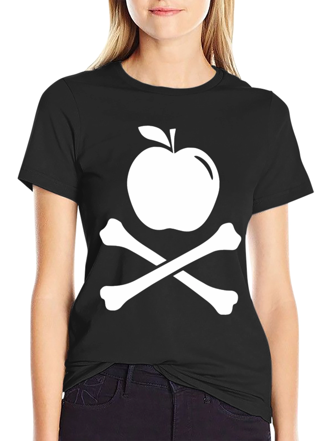 Black Apple & Crossbones Graphic Tee view 2