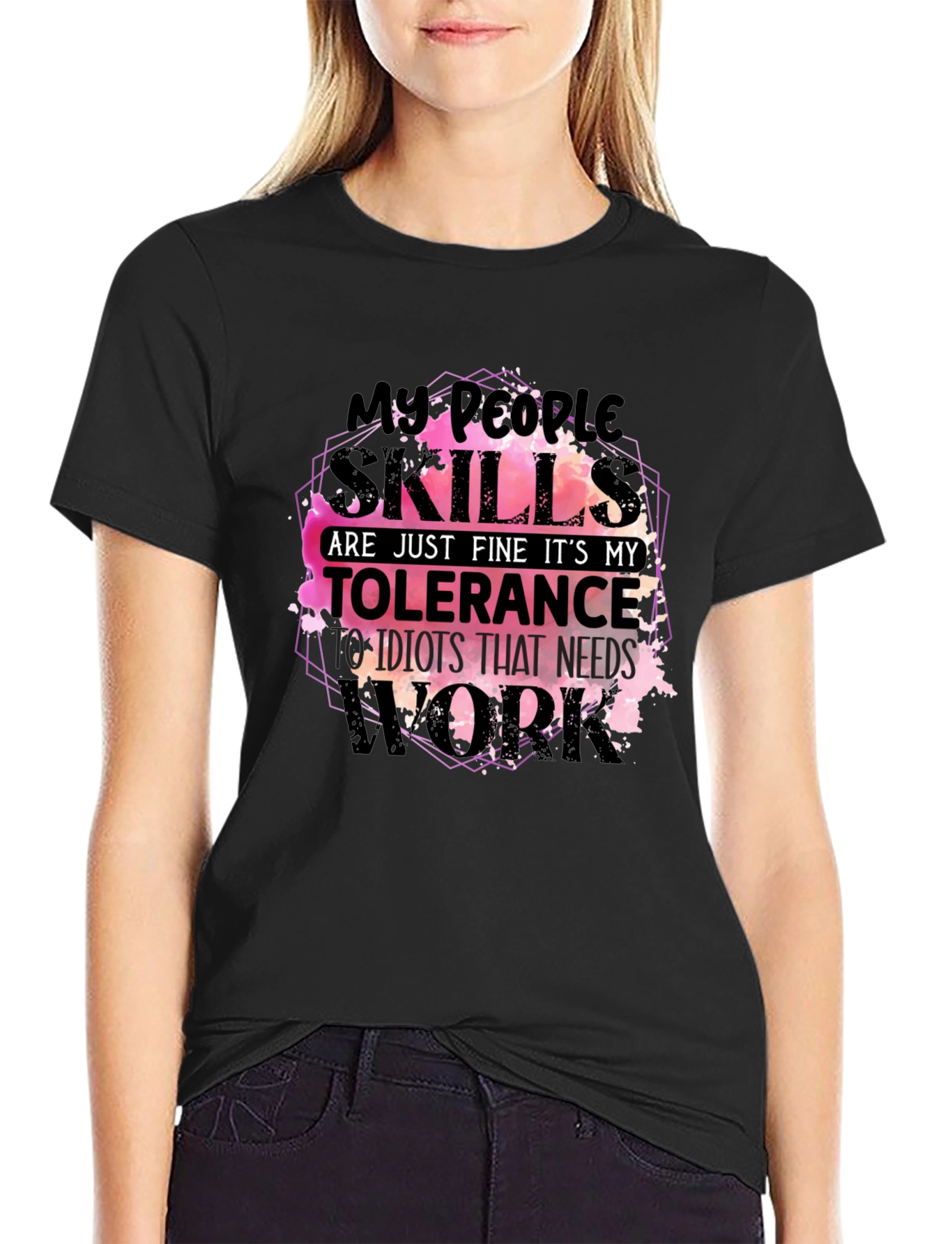 Black My People Skills T-Shirt Funny Sarcastic Tee view 2