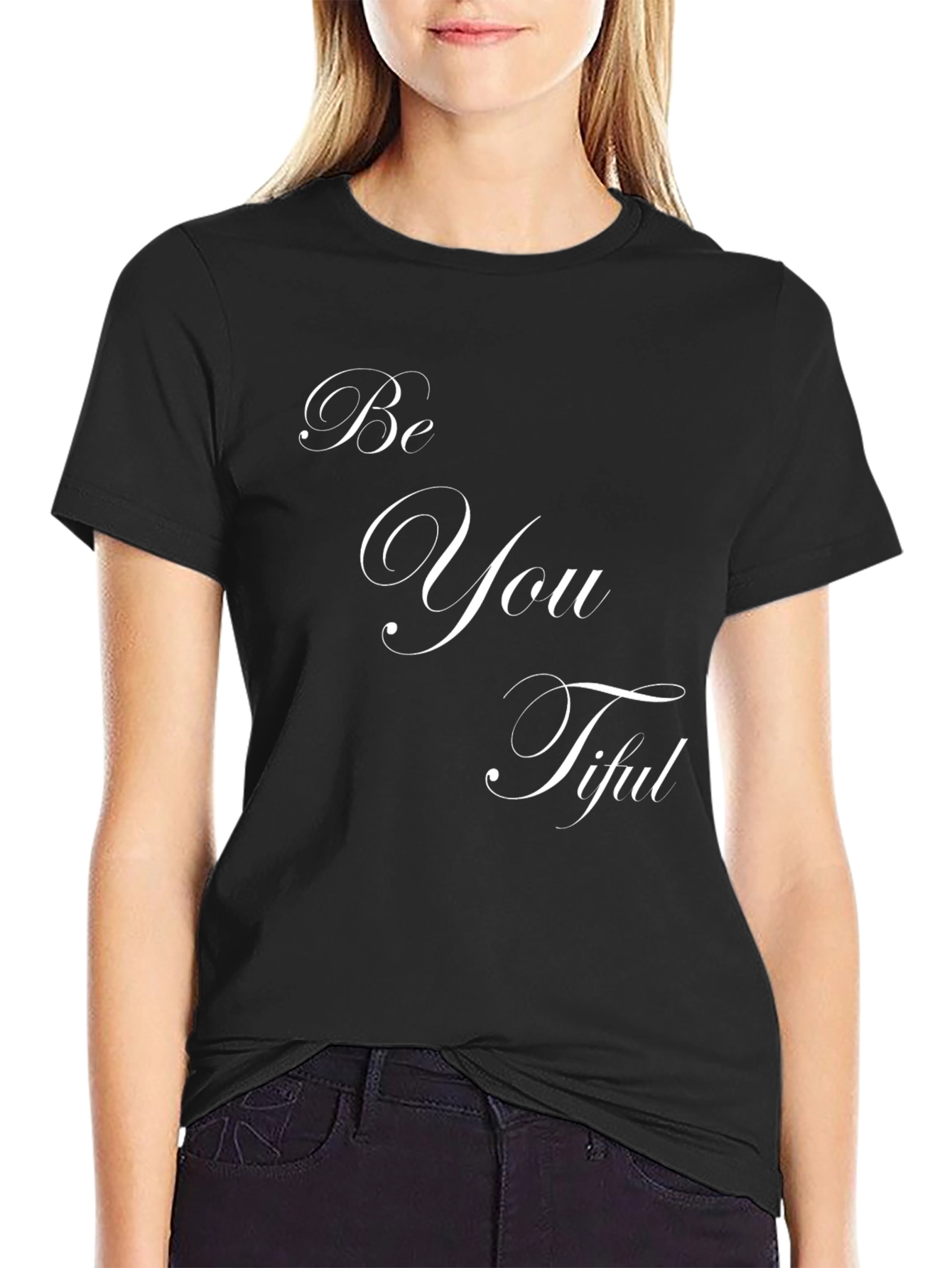 Black Be You Tiful Black Graphic Tee view 2