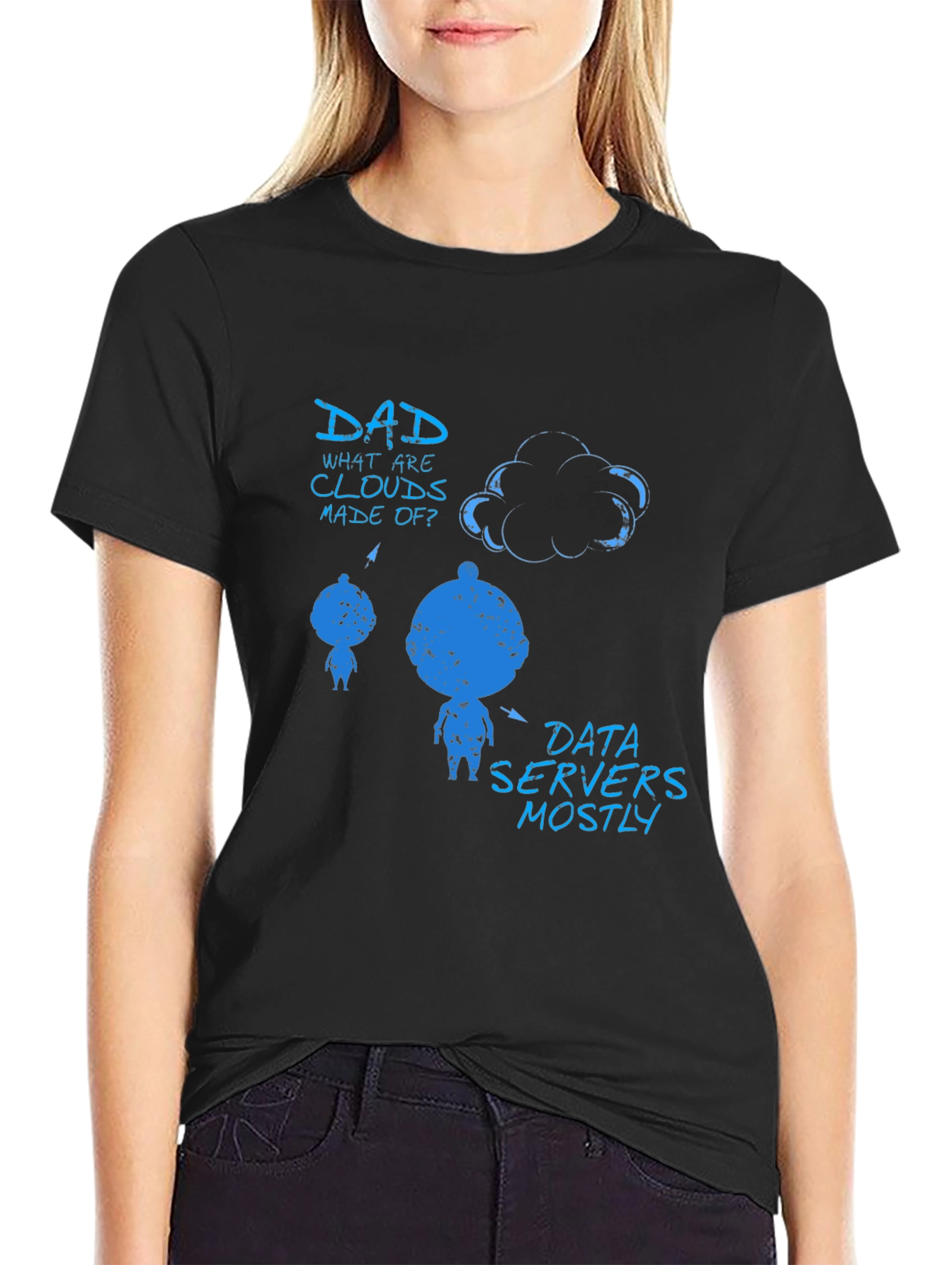Black Dad What are Clouds Made Of? Graphic T-Shirt view 2