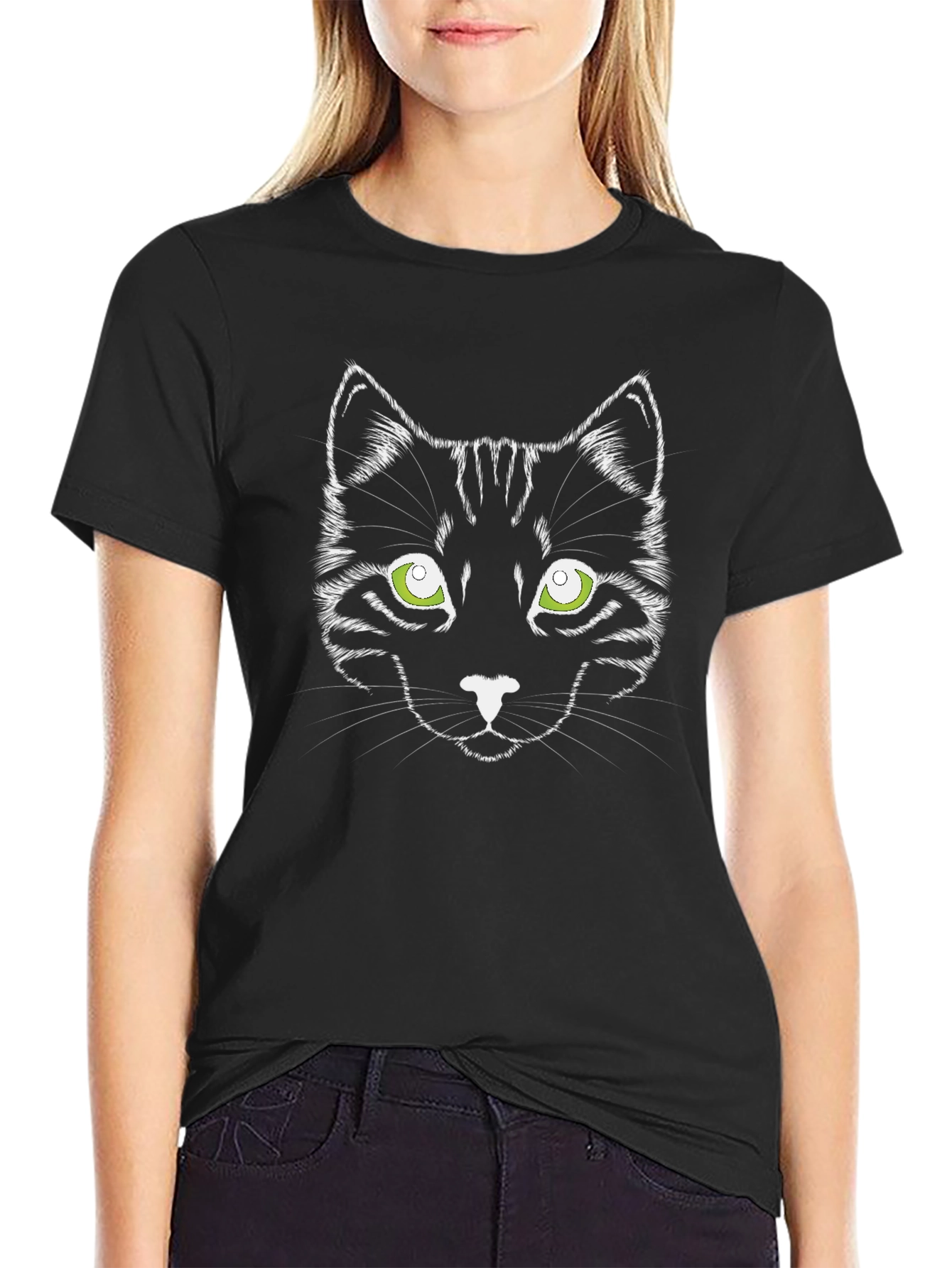 Black Black Cat Graphic Tee - Stylish Unisex T-Shirt view 2
