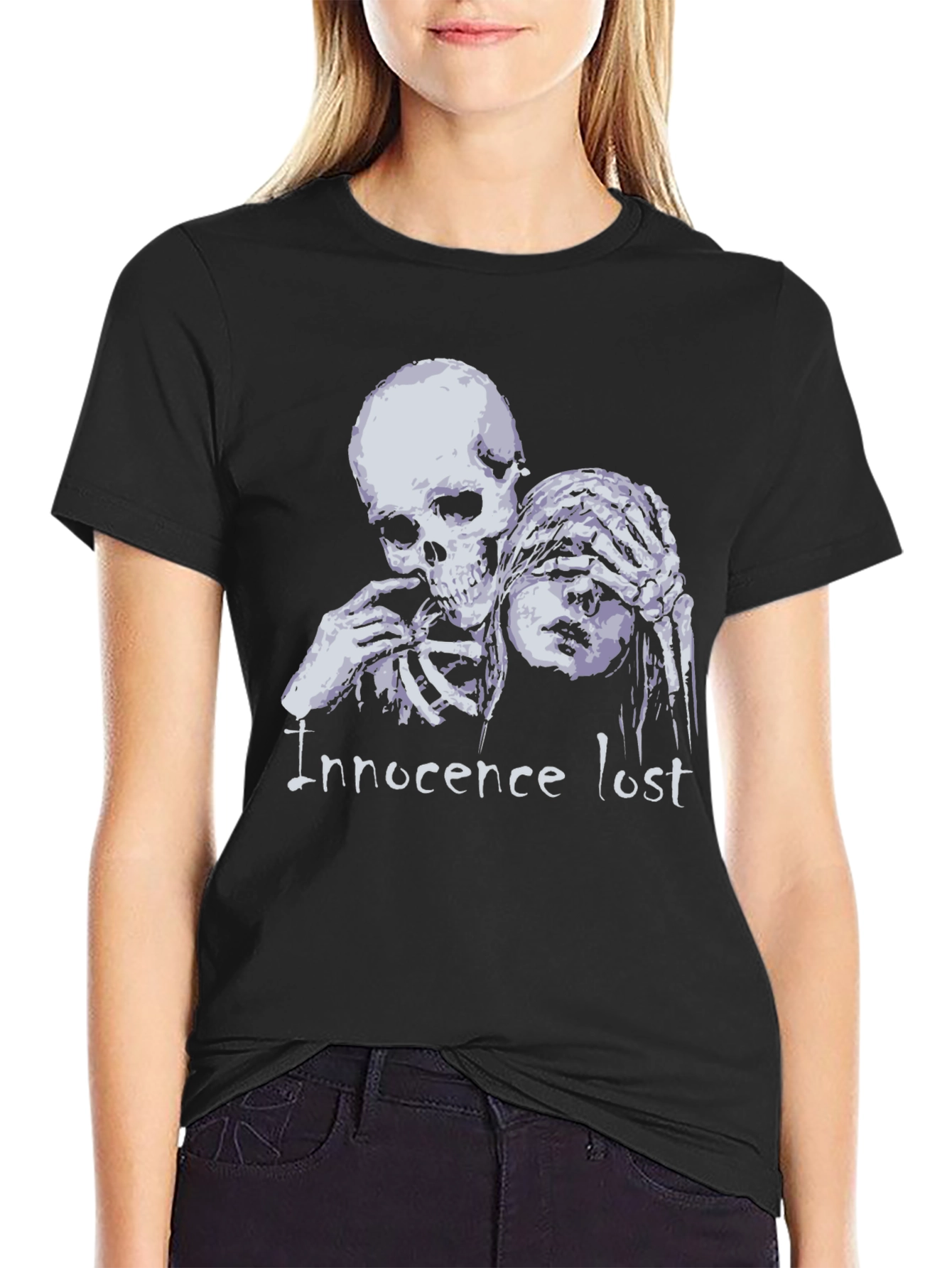 Black Innocence Lost Graphic Tee - Edgy Dark Humor Shirt view 2