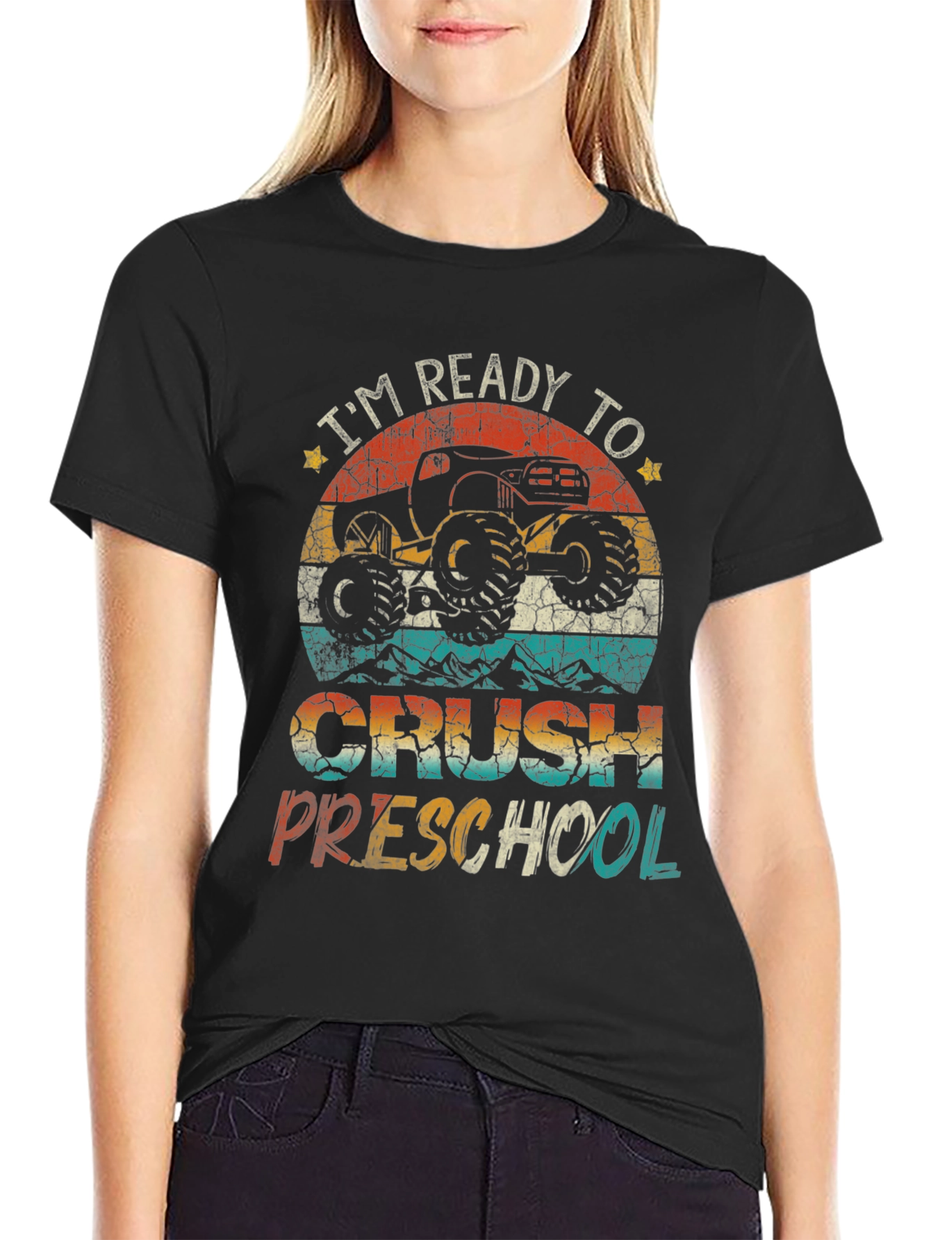 Black Ready to Crush Preschool Monster Truck Tee view 2