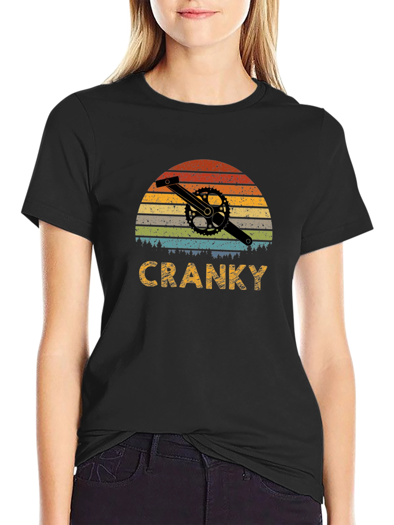 Black Cranky Retro Bike T-Shirt view 2