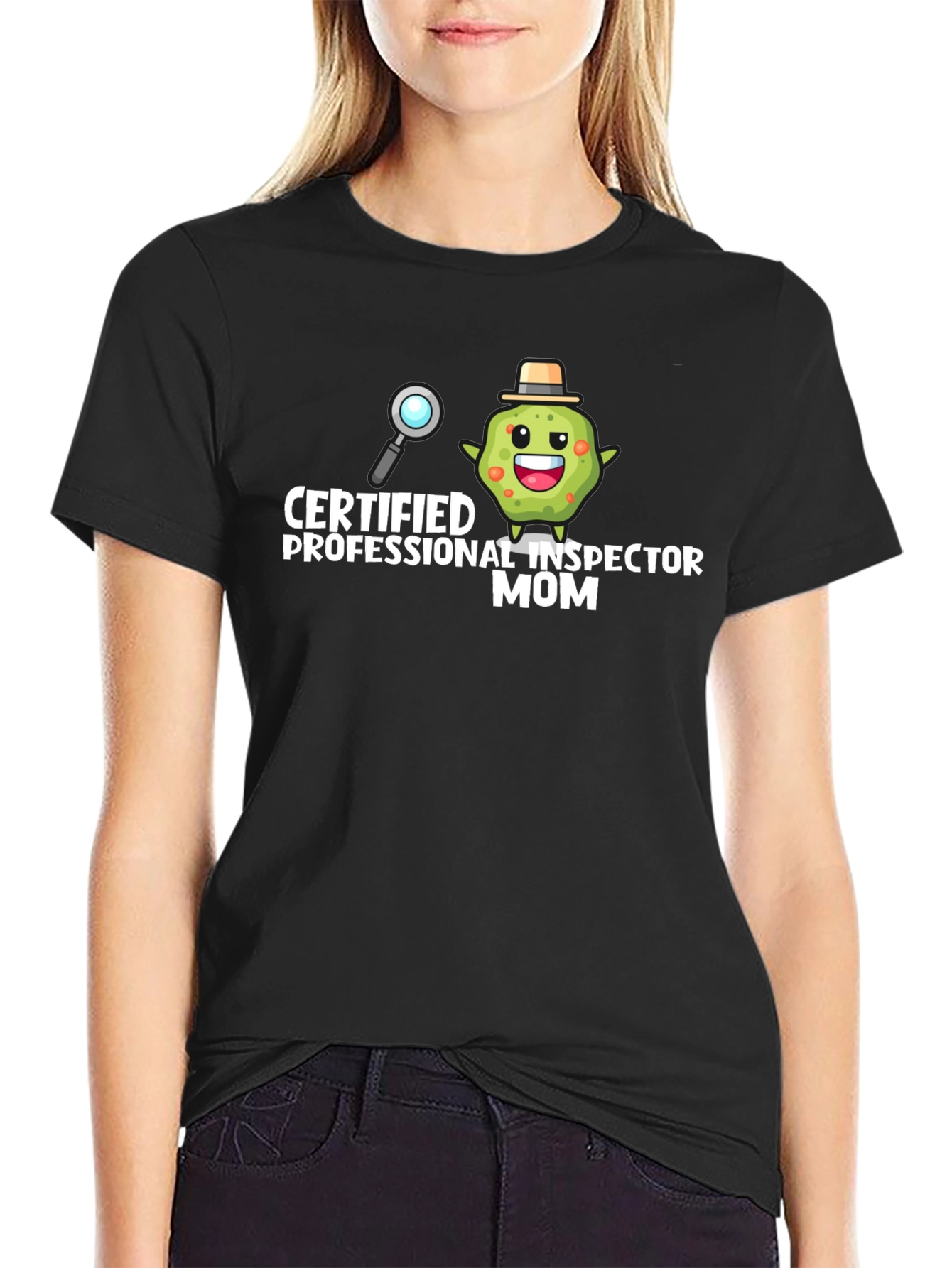 Black Certified Professional Inspector Mom Graphic Tee view 2