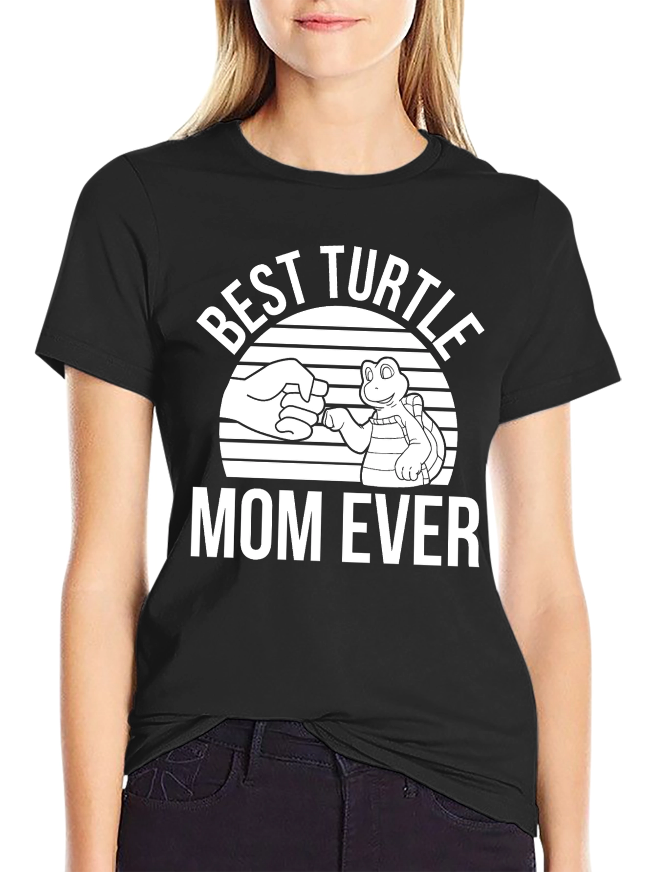 Black Best Turtle Mom Ever T-Shirt - Unisex view 2