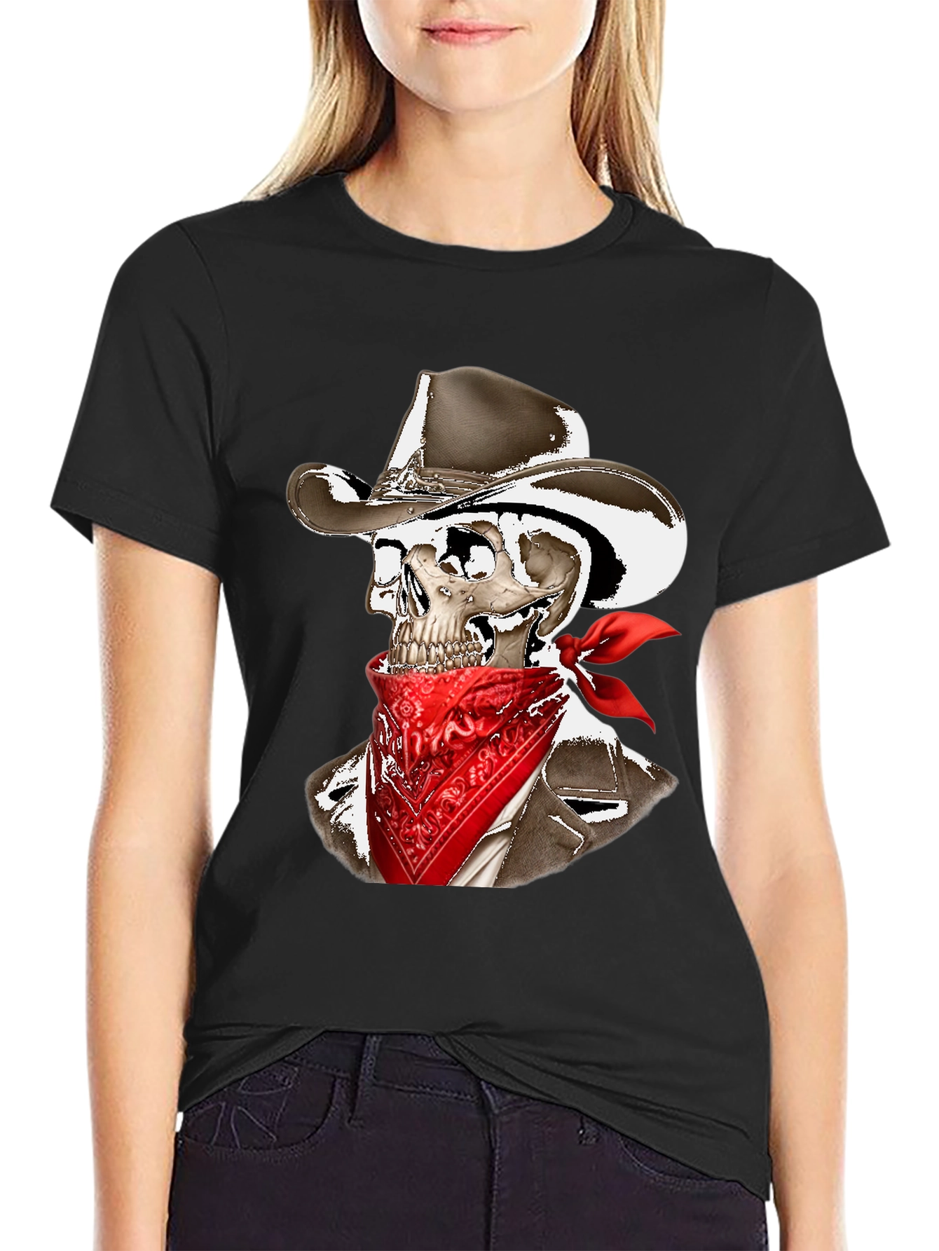 Black Cowboy Skeleton Graphic Tee view 2